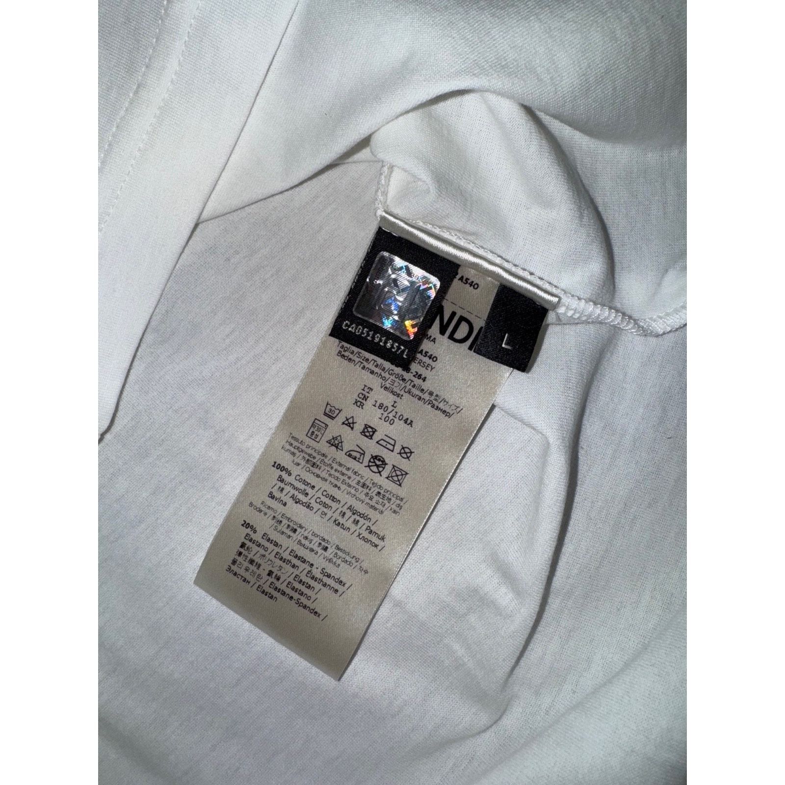 Fendi Fendi White Black Striped Sleeve Cotton T-Shirt Large L Size US L / EU 52-54 / 3 - 11 Thumbnail