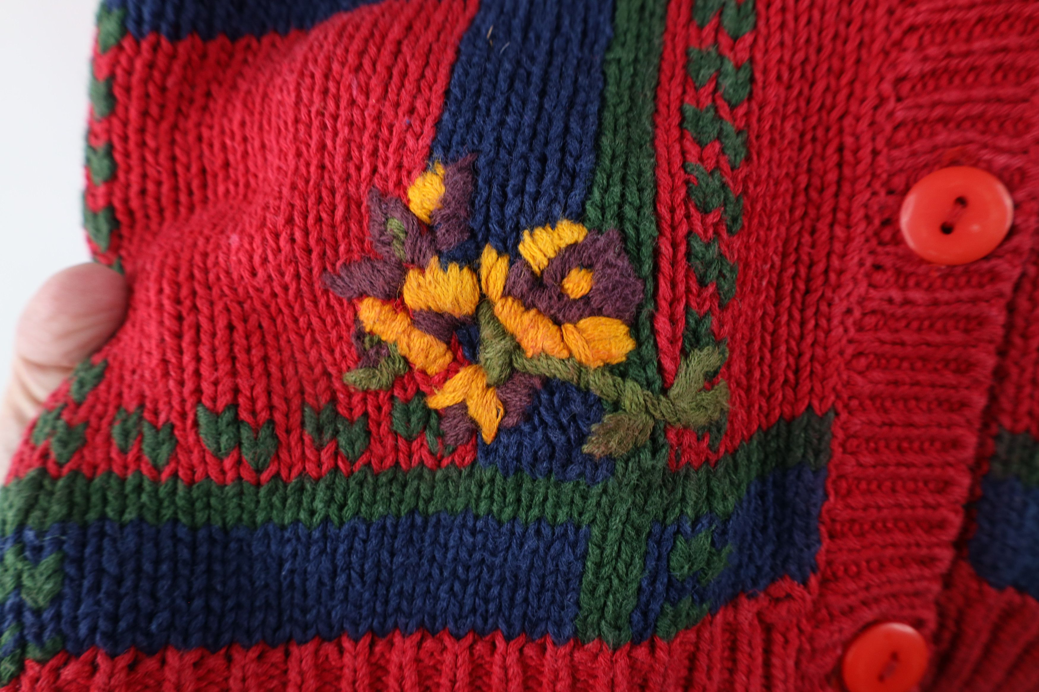 Vintage Vintage 90s Country Primitive Embroidered Cardigan Sweater Size L / US 10 / IT 46 - 6 Thumbnail