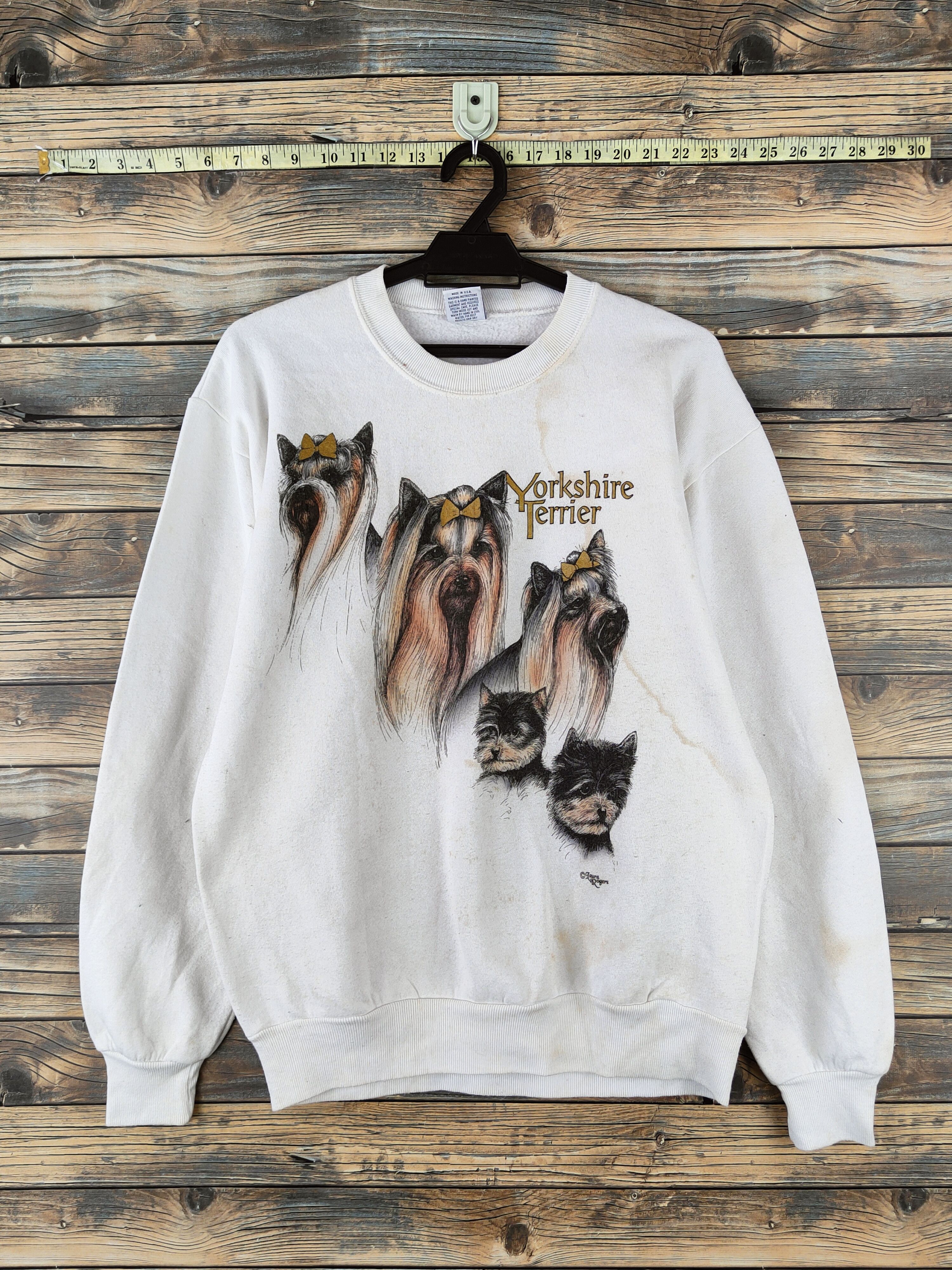 Japanese Brand Vintage Big Print 🔥 Laura Rogers White Dogs Sweatshirt Size M / US 6-8 / IT 42-44 - 1 Thumbnail