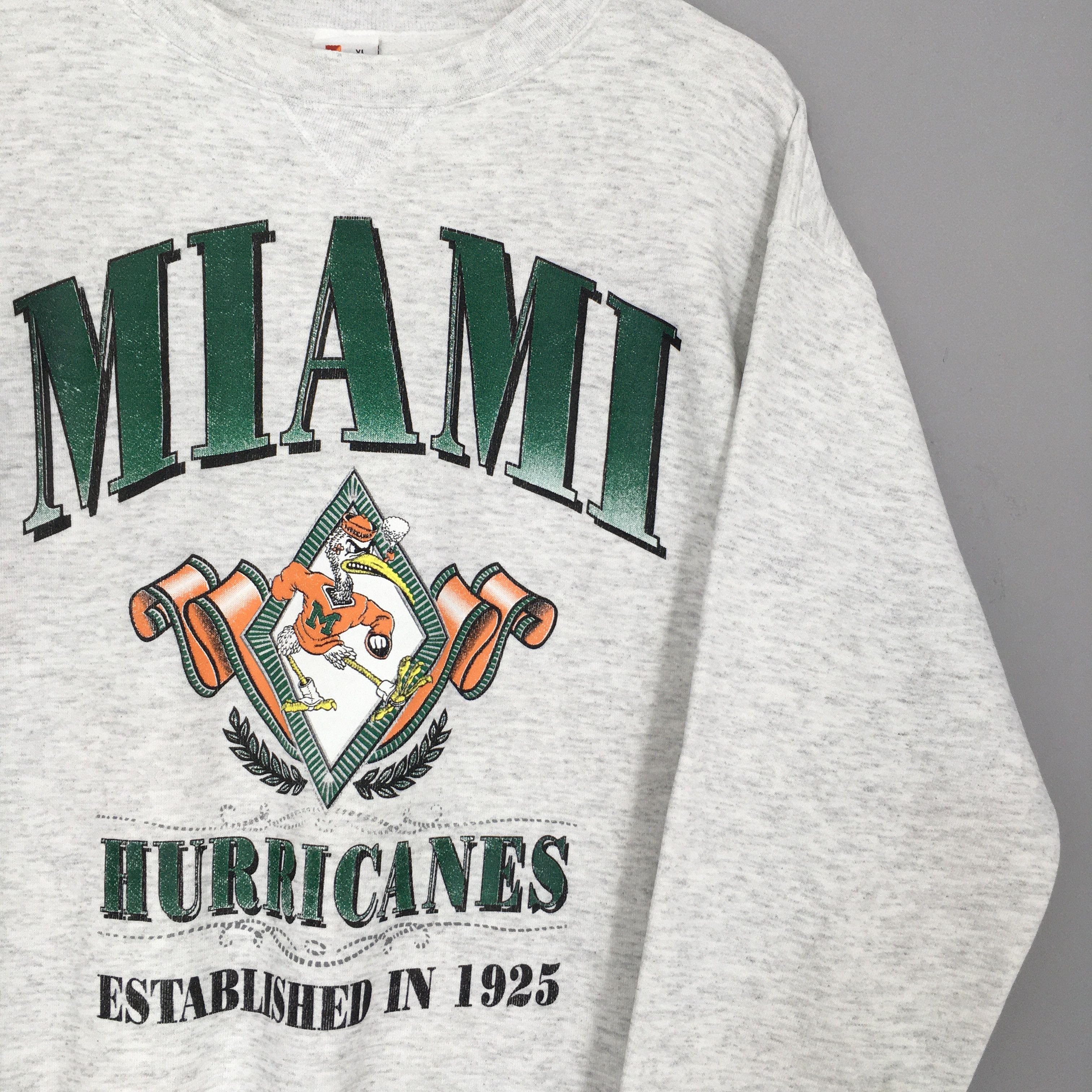 NCAA × Vintage Vintage 90s Rare Miami Hurricanes NCAA Sweatshirt XLarge Size US XL / EU 56 / 4 - 2 Thumbnail