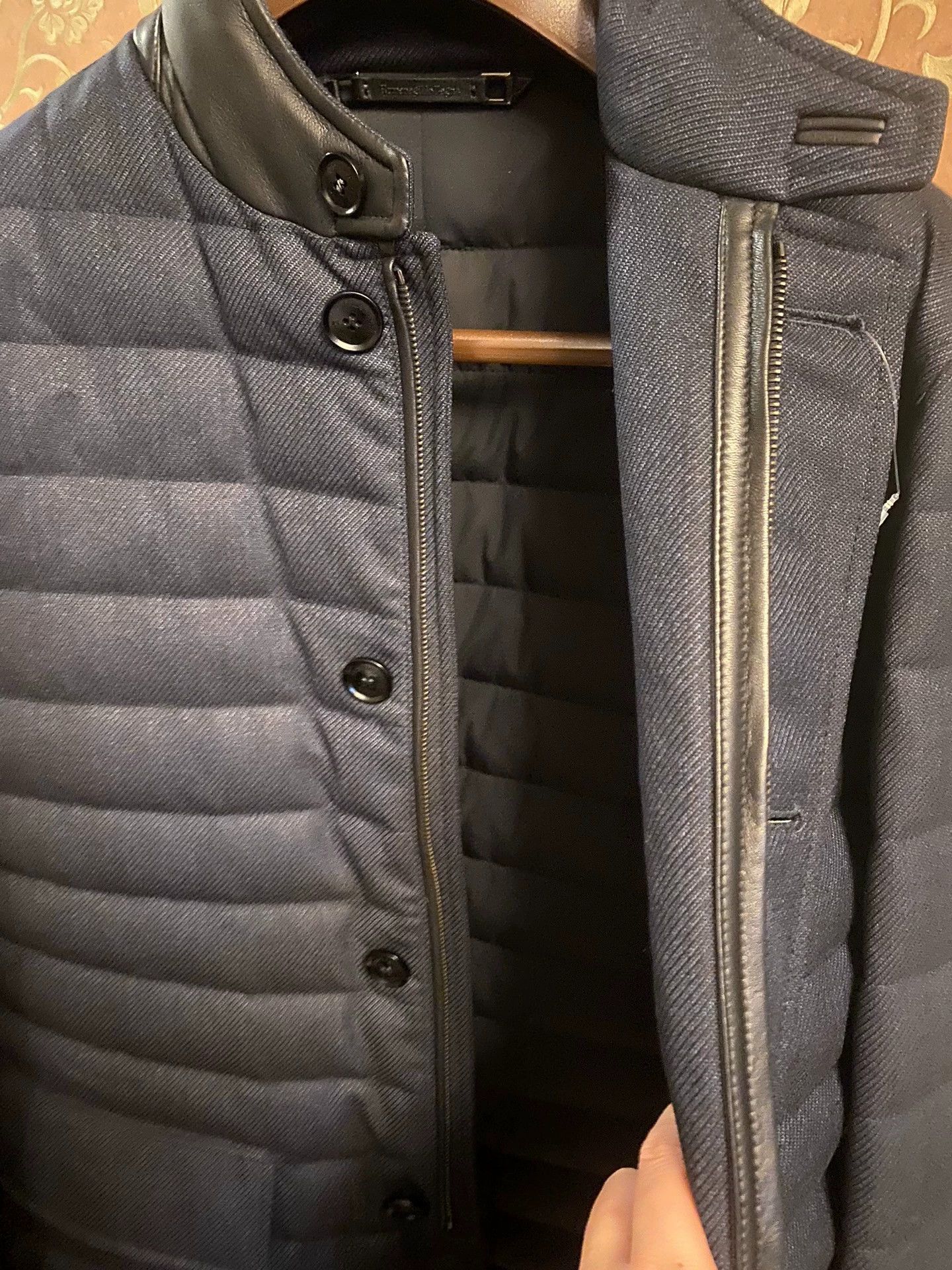Ermenegildo Zegna Zegna Mainline Leather 90% Down Waterproof Wool Jacket 48 Size US M / EU 48-50 / 2 - 5 Thumbnail