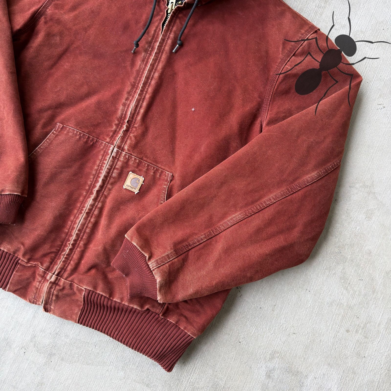 Carhartt × Vintage Carhartt J130 CLY red hooded work wear jacket Size US L / EU 52-54 / 3 - 4 Thumbnail