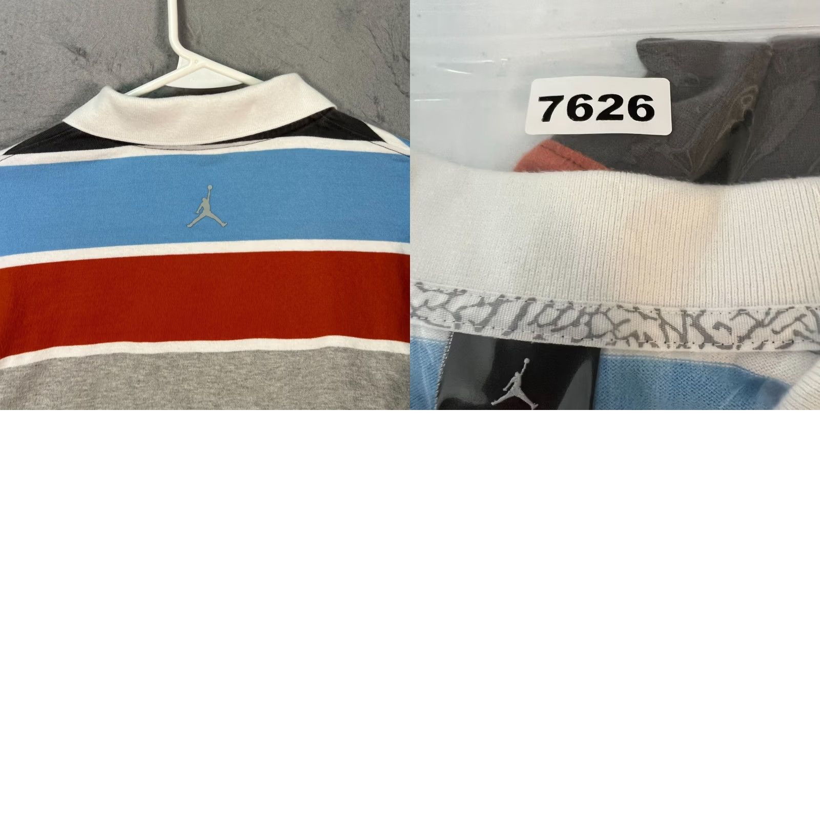 Jordan Brand VTG Air Jordan Polo Shirt Striped Long Sleeve Mens XL Red Gray Blue Multicolor Cotton Shirt Size US XL / EU 56 / 4 - 8 Thumbnail