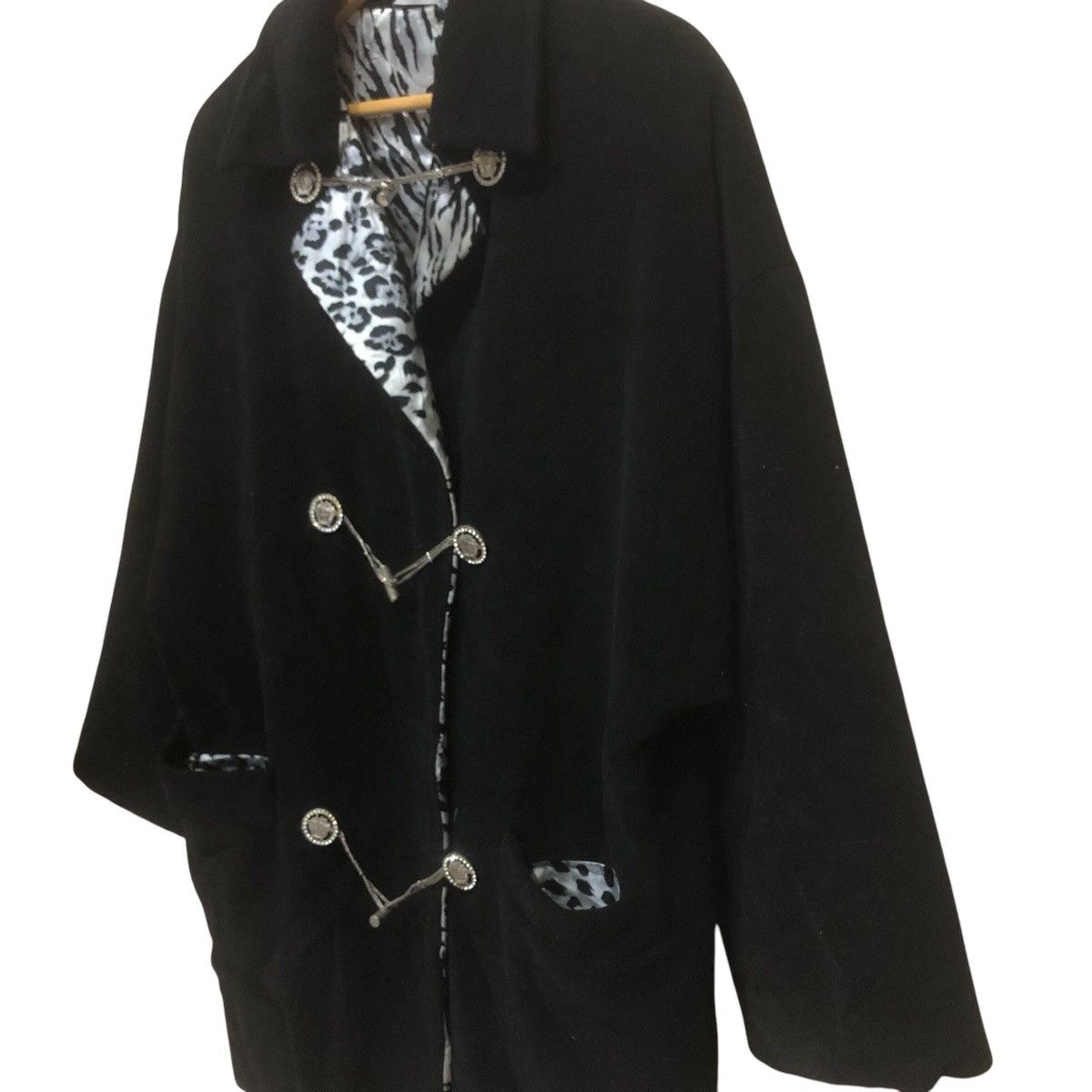 Versace 2001 lana Wool Cloaked Coat Black Jacket Size L / US 10 / IT 46 - 3 Thumbnail