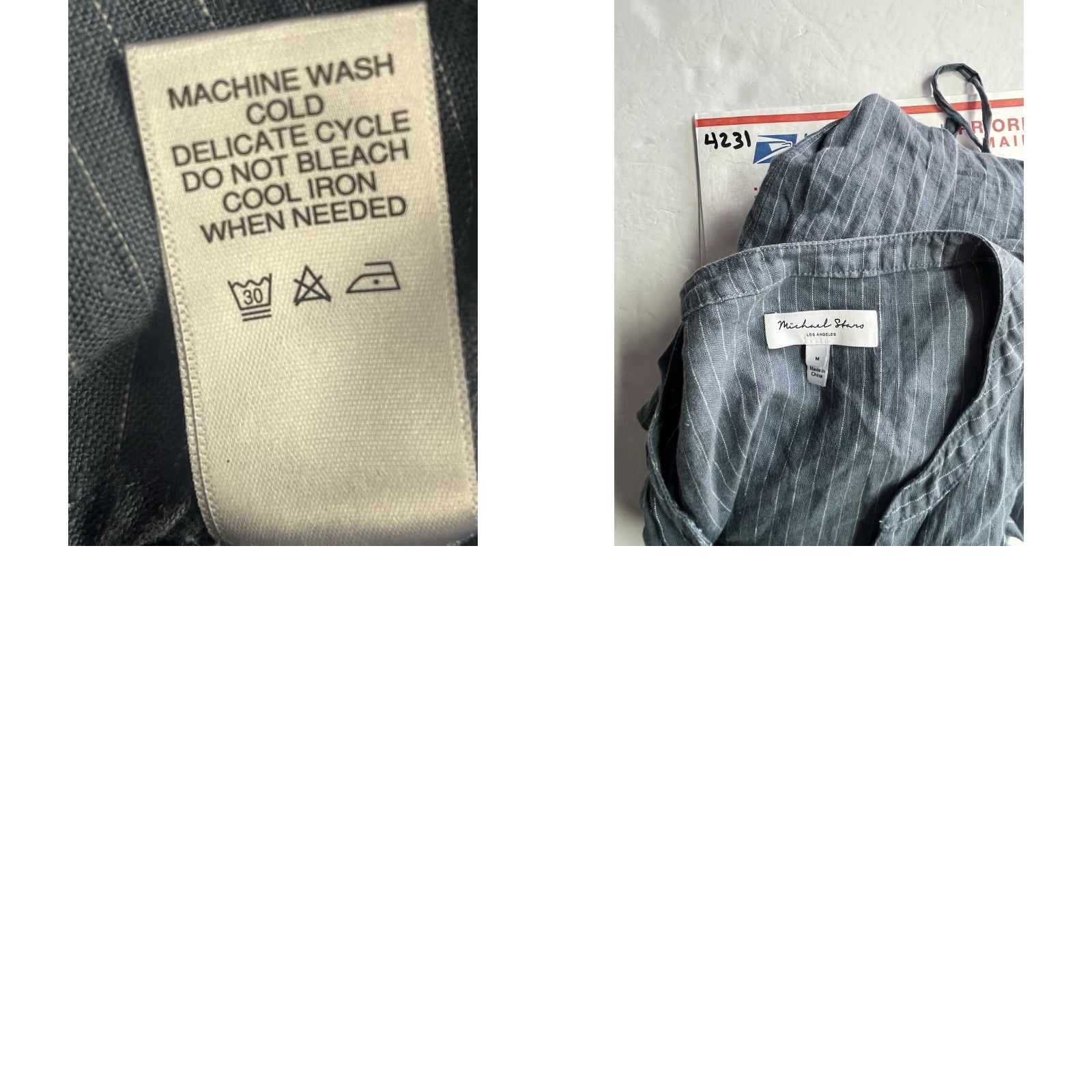 Michael Stars Michael Stars Women Dress Linen Long Sleeve Button Front A-Line Knee Length Blue M Size M / US 6-8 / IT 42-44 - 8 Thumbnail