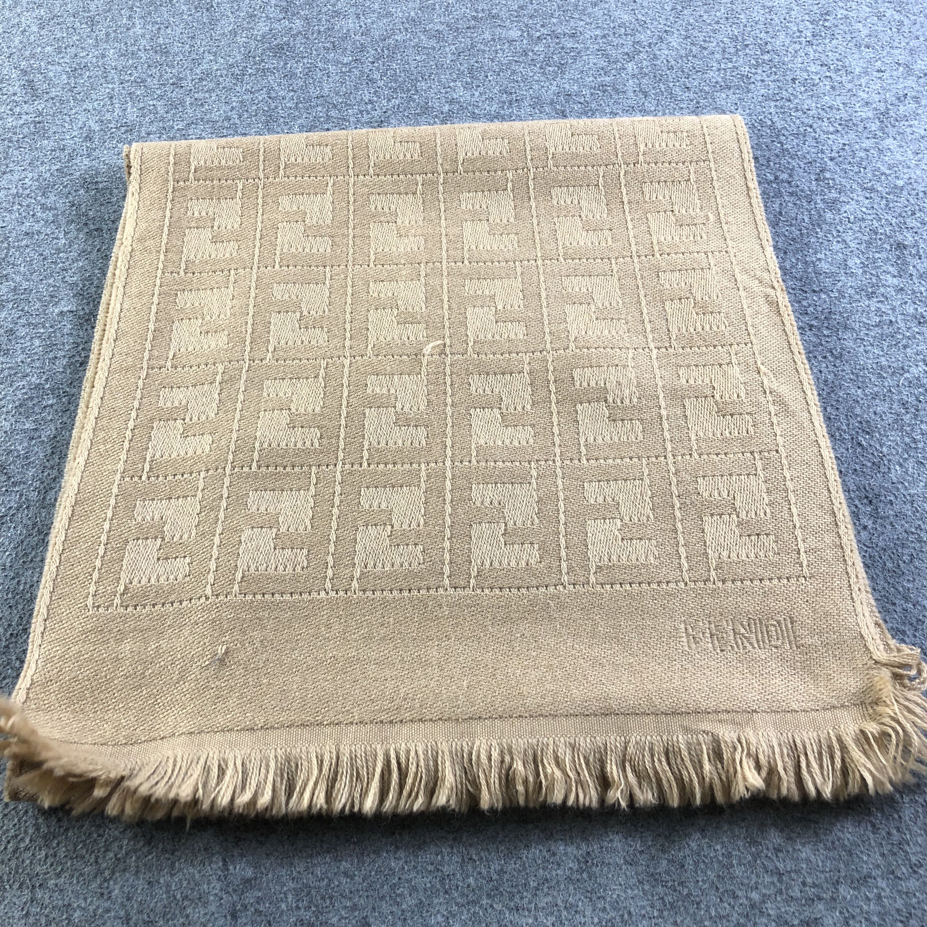 Vintage Fendi Full Print Monogram Wool Scarf Muffler V1723 Size ONE SIZE - 3 Thumbnail