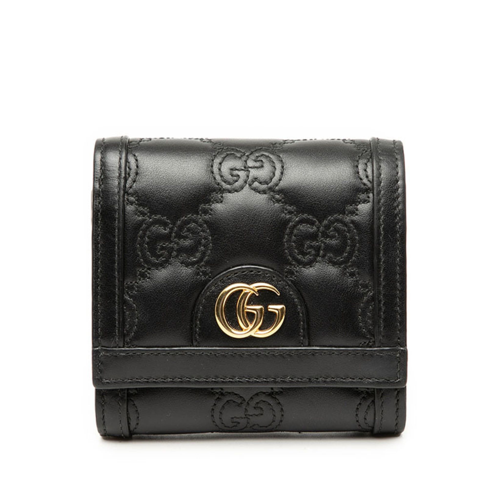 Gucci Gucci GG Matelassé Logo Bi-fold Wallet 723799 Black Leather Women's GUCCI Size ONE SIZE - 1 Thumbnail