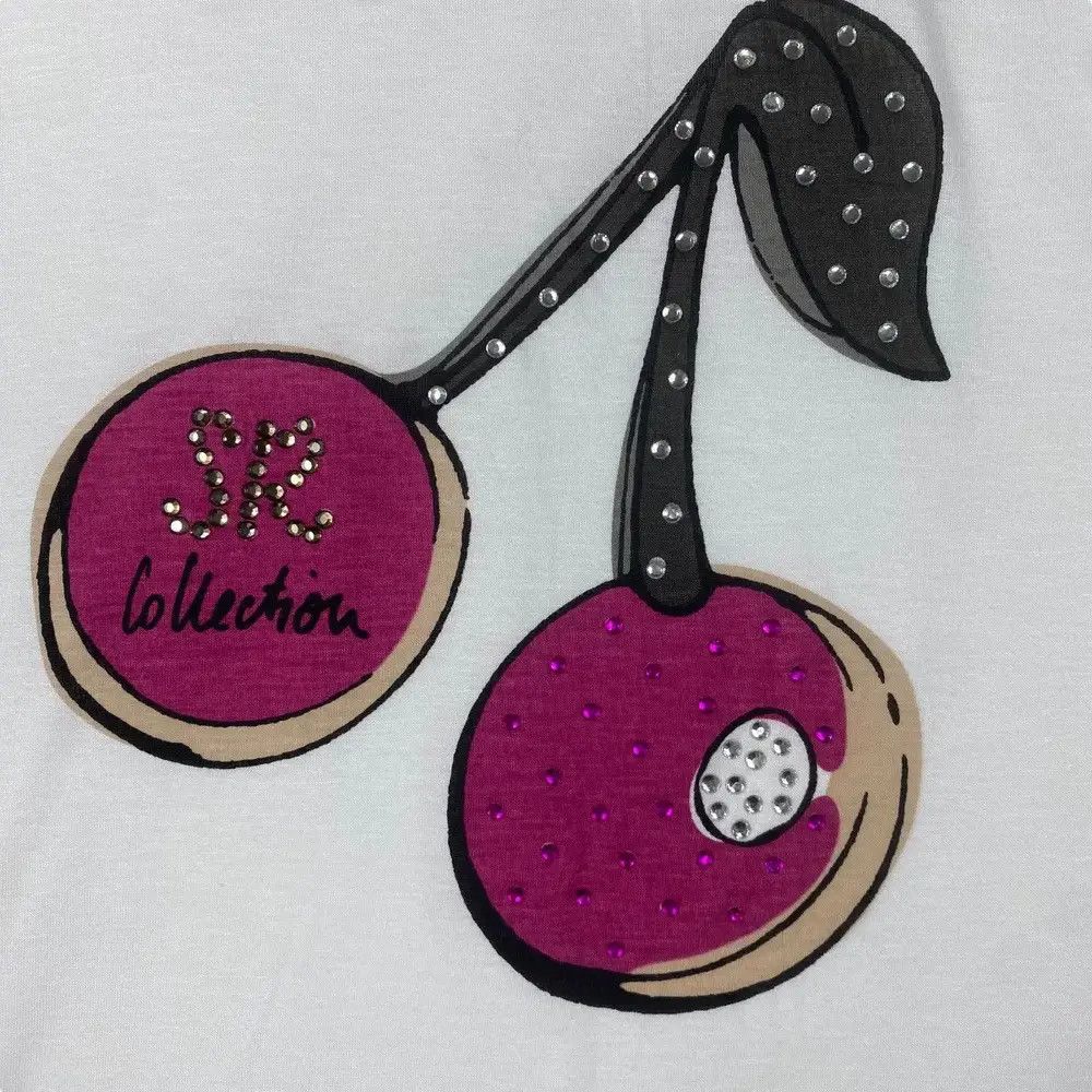 Designer SONIA RYKIEL COLLECTION Cherry Graphic Women Tee Shirt Size M / US 6-8 / IT 42-44 - 3 Thumbnail