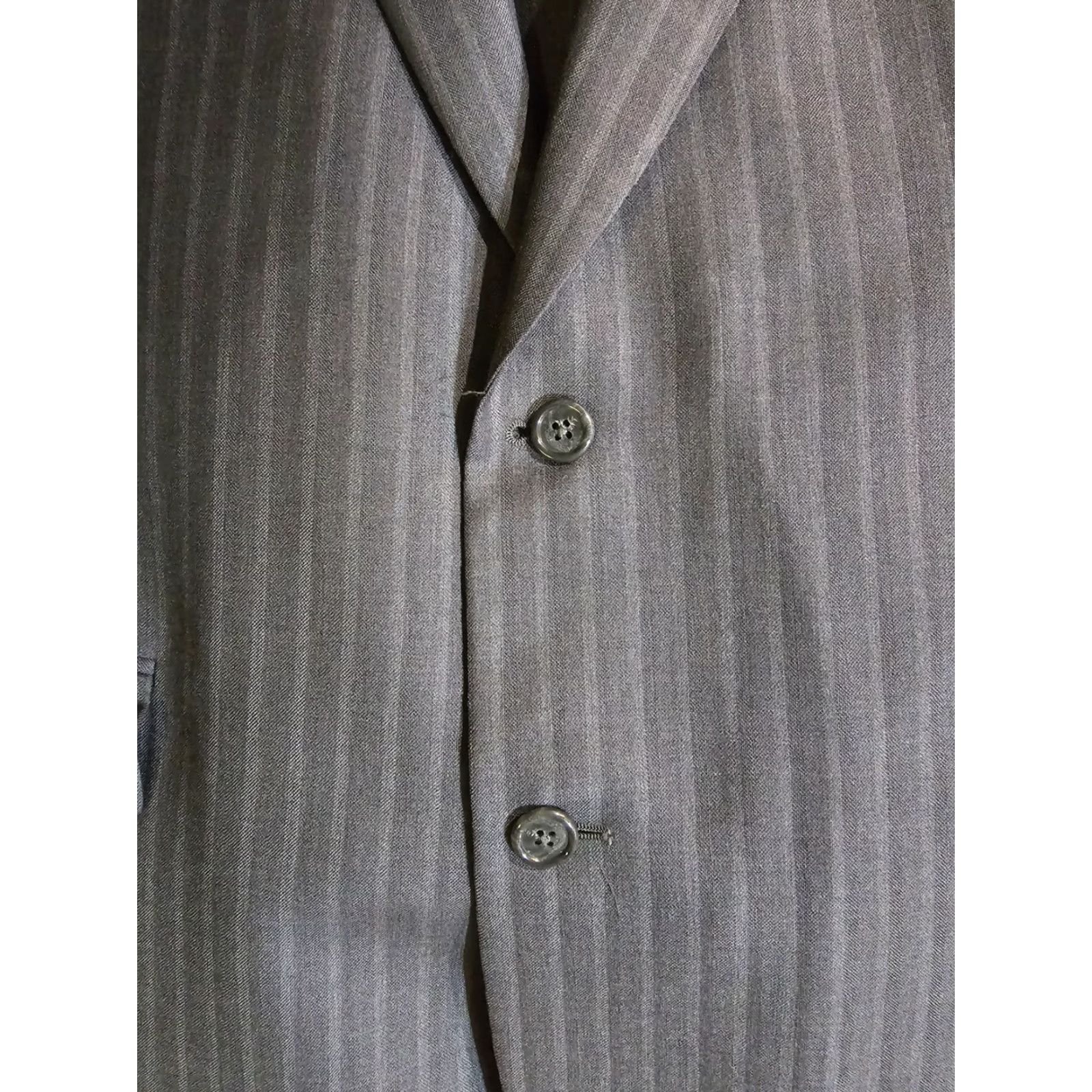 Jos. A. Bank Jos A Bank 2pc Suit Signature Collection Silk Wool Charcoal Striped 43R 34x30 Mens Size 46R - 6 Thumbnail