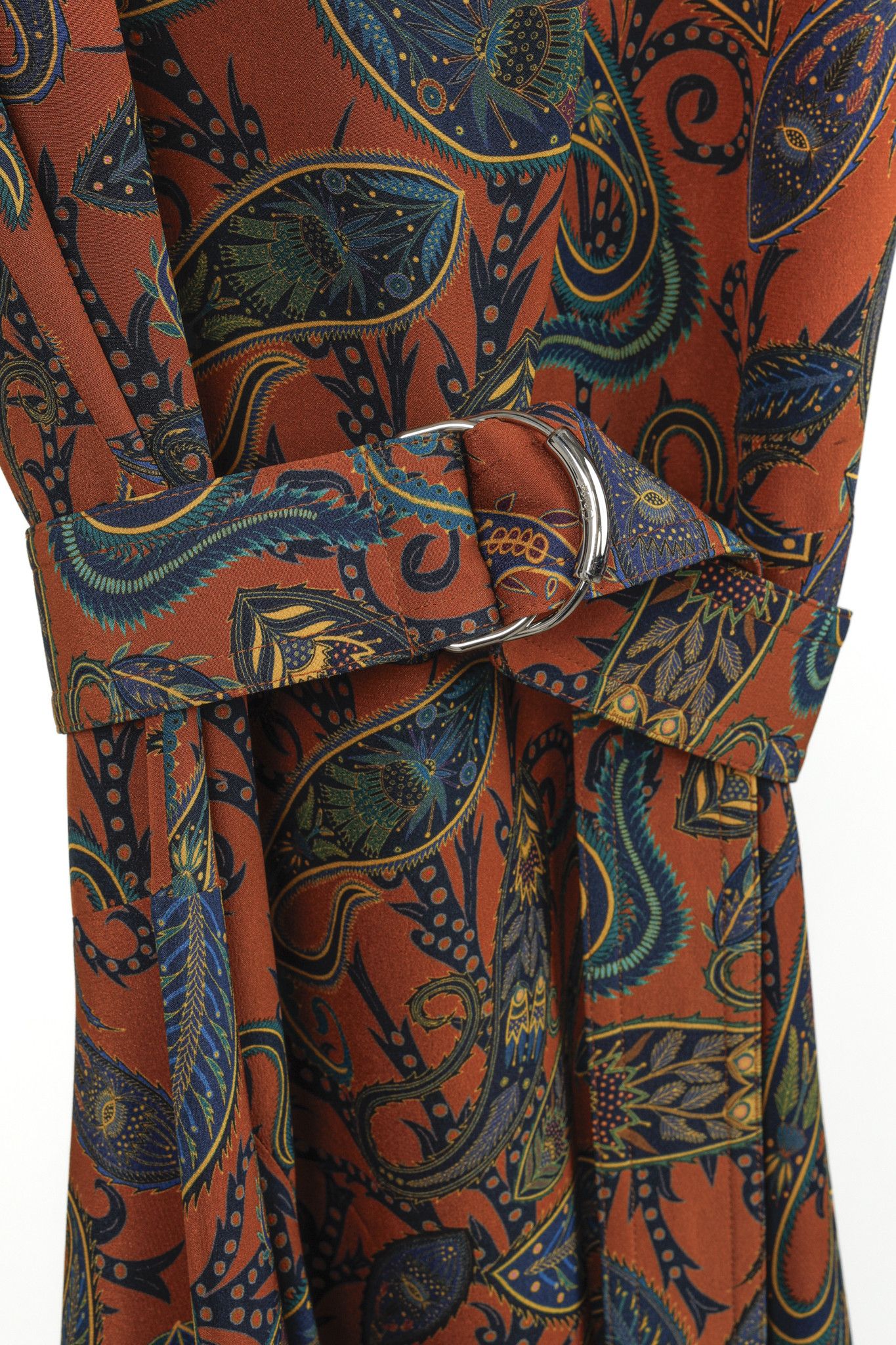 Chloe Chloe Brown & Blue Paisley Silk De Chine Midi Dress Size M / US 6-8 / IT 42-44 - 7 Thumbnail