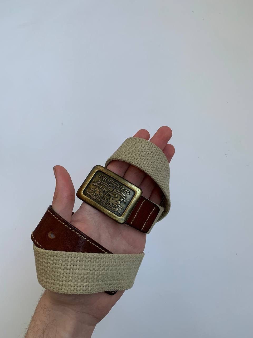 Levi's × Vintage Vintage Levis Belt Made in Canada 80s 90s Brown Buckle Metal Size 30 - 10 Thumbnail