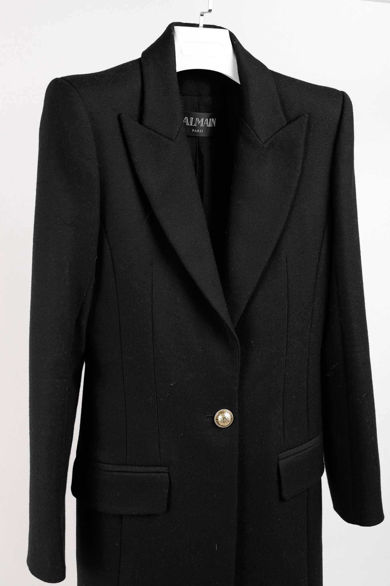 Balmain Balmain Golden Crest Button Black Wool Overcoat Size M / US 6-8 / IT 42-44 - 3 Thumbnail