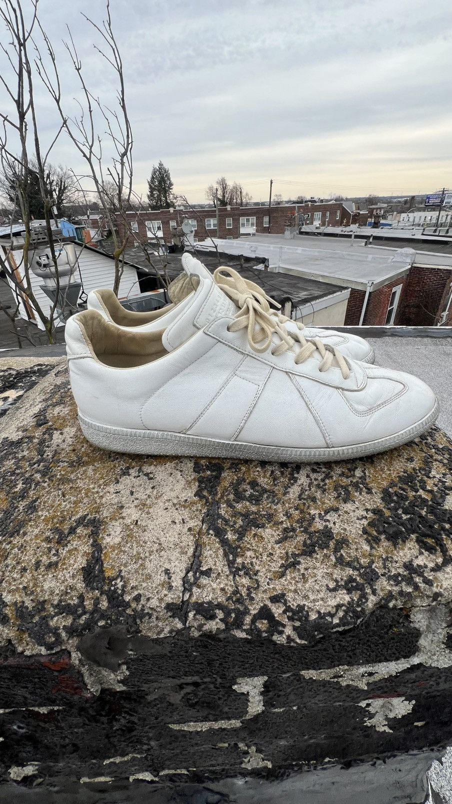 White Leather GAT Sneakers With Silver Sole
