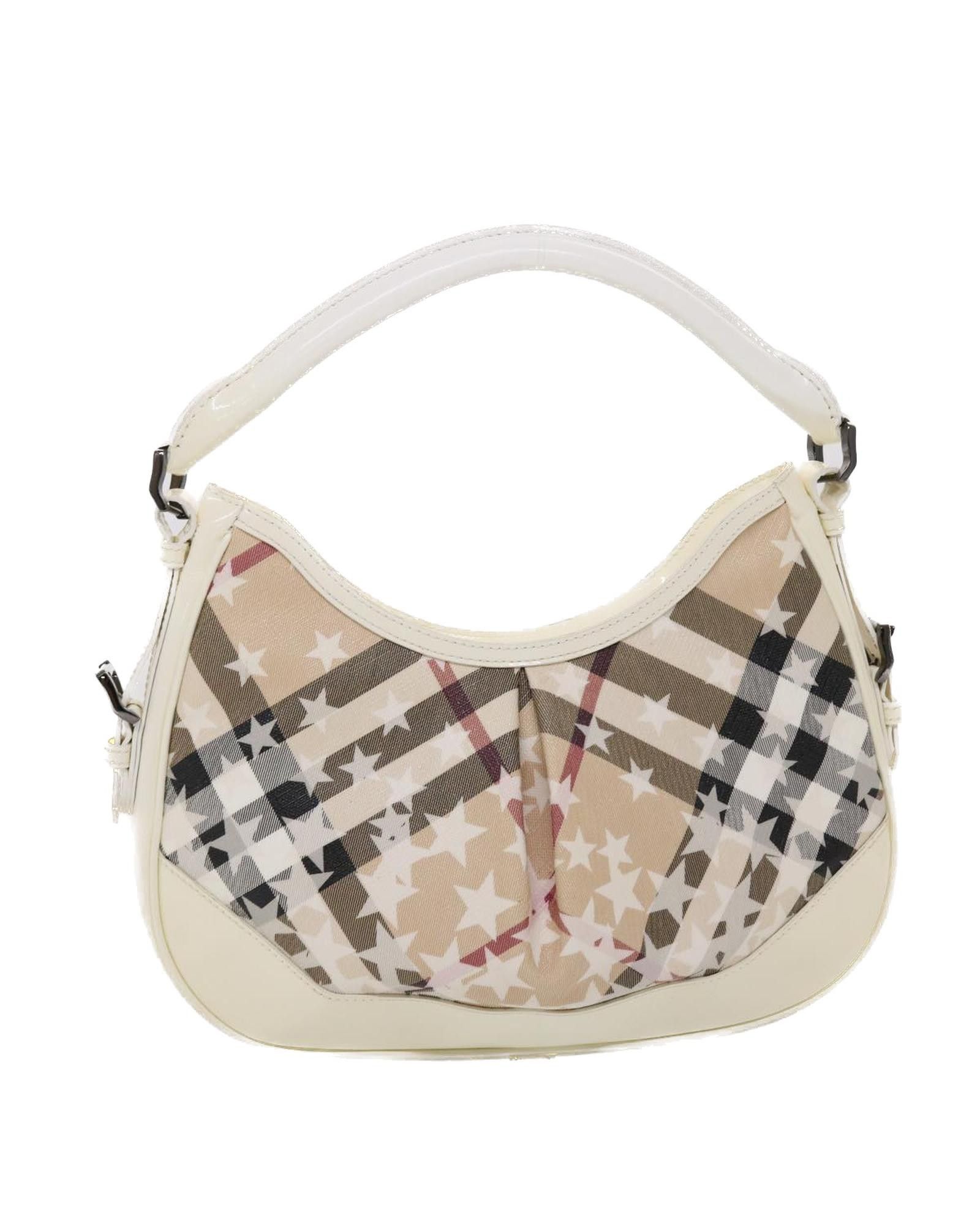 image of Burberry Checkered Beige Pvc Leather Shoulder Bag, Women's