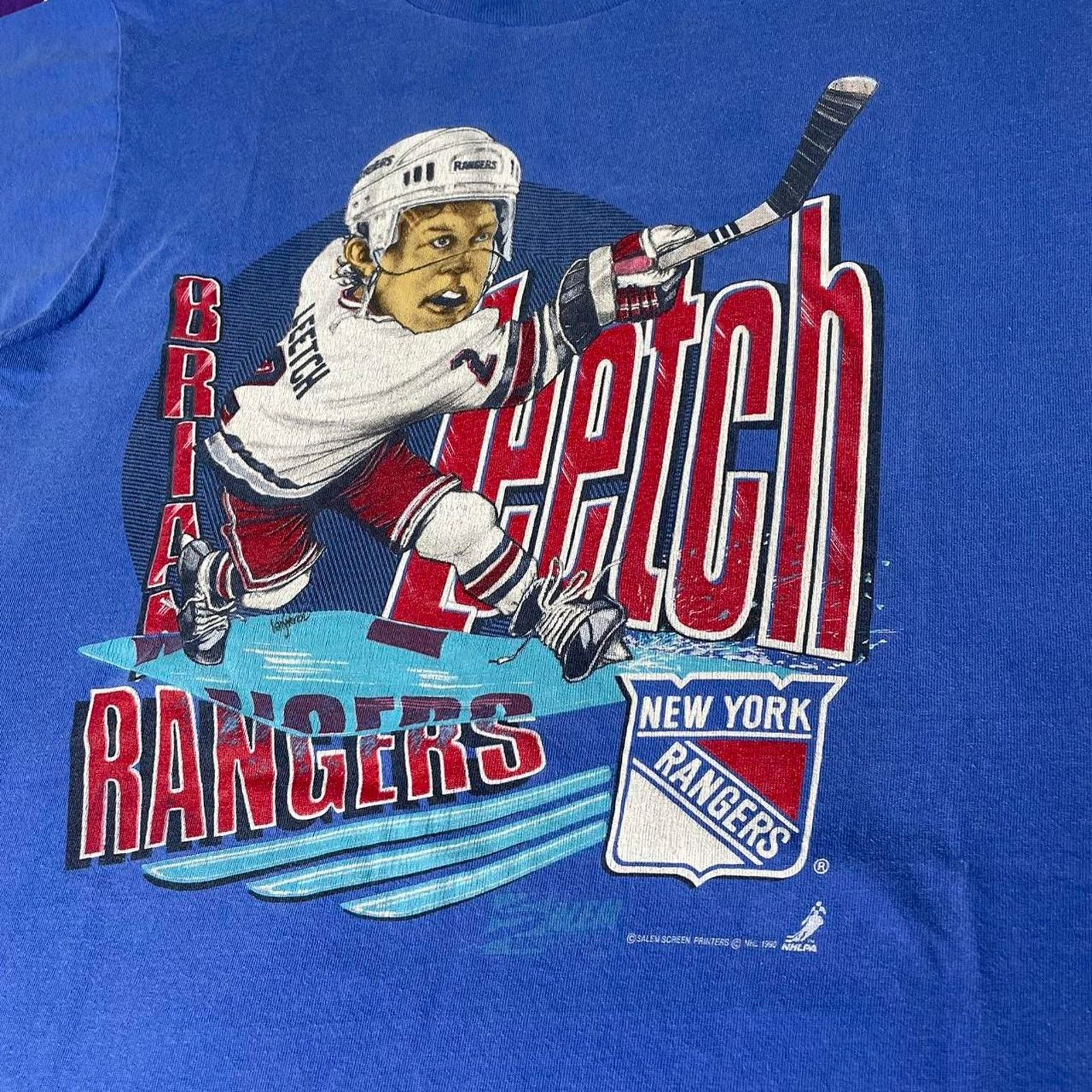 Salem Sportswear Vintage 1990 NHL Brian Leetch New York Rangers Hockey Tee Size US XL / EU 56 / 4 - 3 Thumbnail