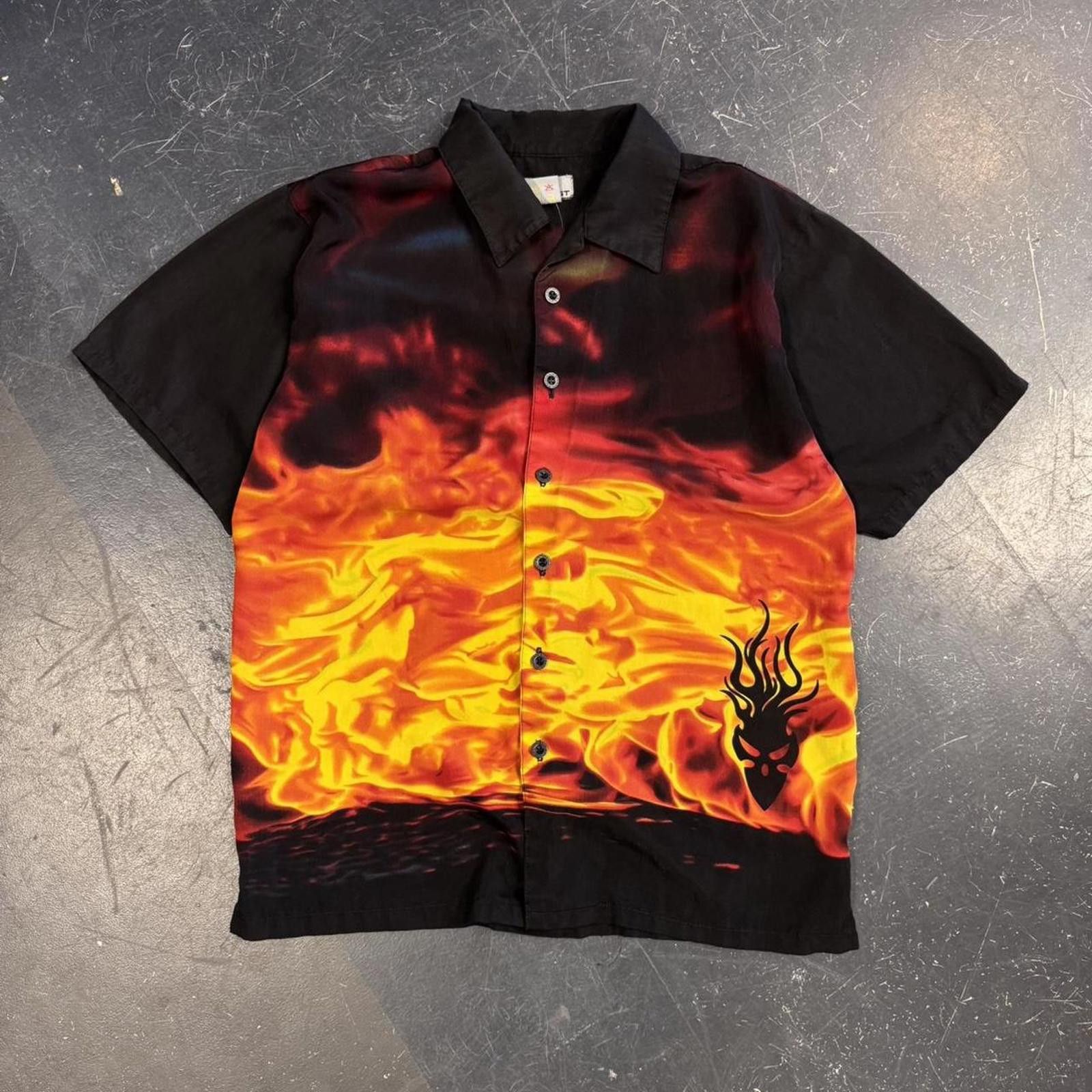 Request Jeans × Vintage Y2K Request Flames AOP Button Up Size US S / EU 44-46 / 1 - 1 Thumbnail