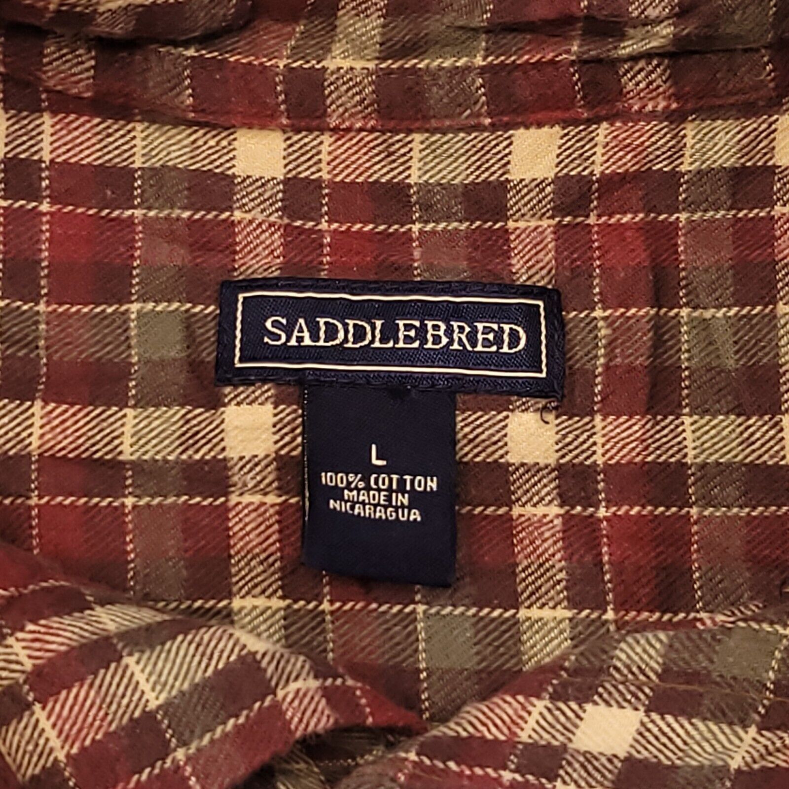 Saddlebred Saddlebred Madras Flannel Shirt Mens Size Large L Red White Size US L / EU 52-54 / 3 - 3 Thumbnail