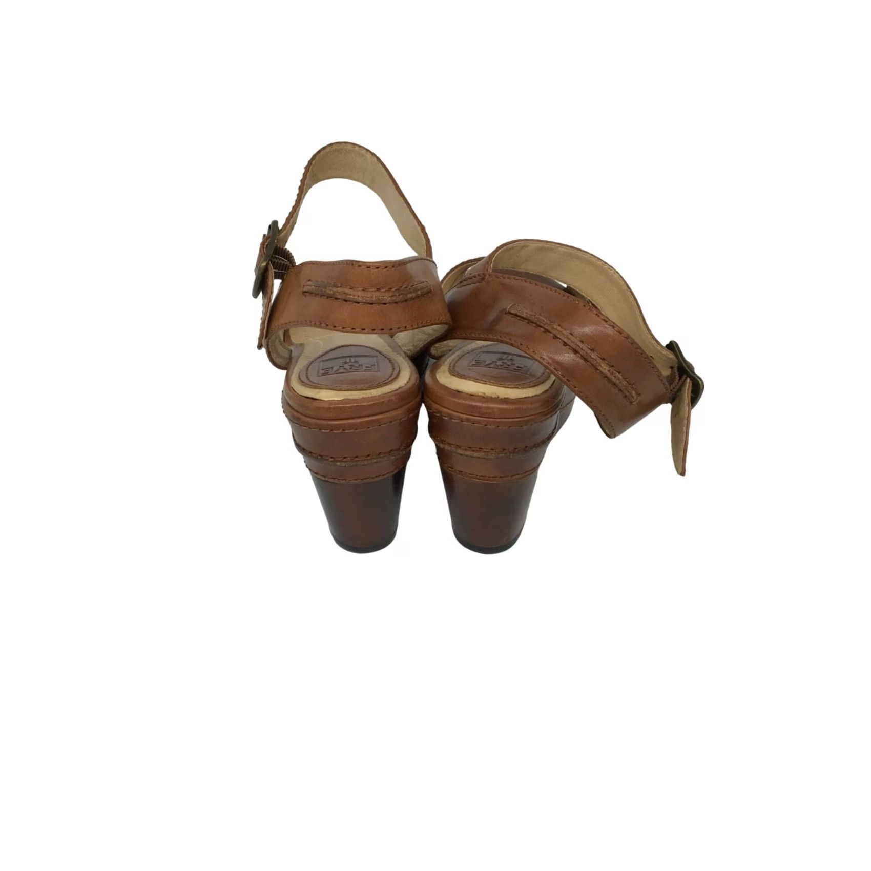 Frye VINTAGE Frye Women’s Leather Wedge Heels #1510 Shoes Brown 8M Platform Adjustable Strap Womens 8M Heels Brown Frye Wedge Shoes Size US 8 / IT 38 - 2 Thumbnail