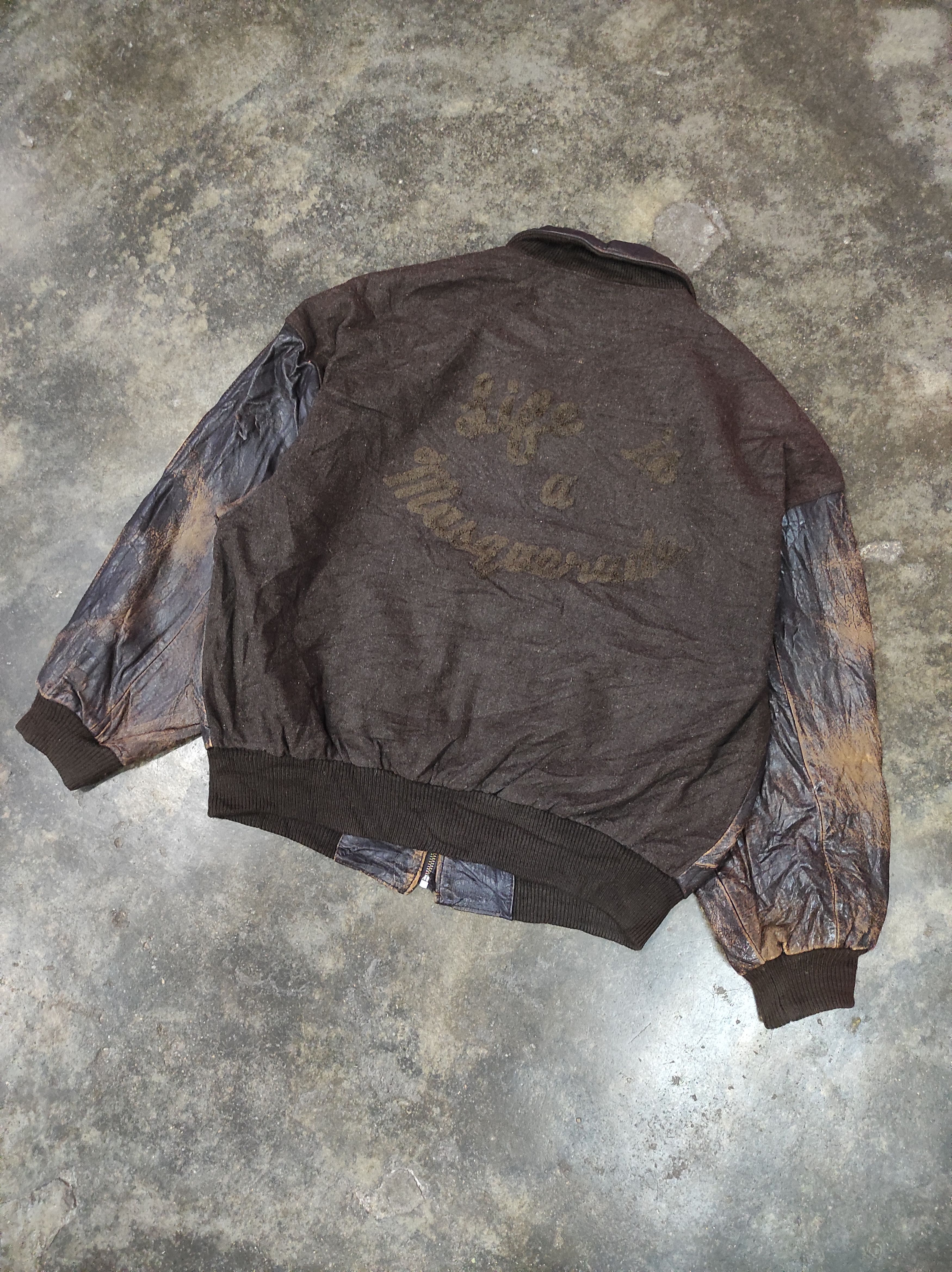 Genuine Leather RARE VTG EMBROIDERY WOOL LEATHER JACKET DISTRESSED Size US L / EU 52-54 / 3 - 1 Thumbnail