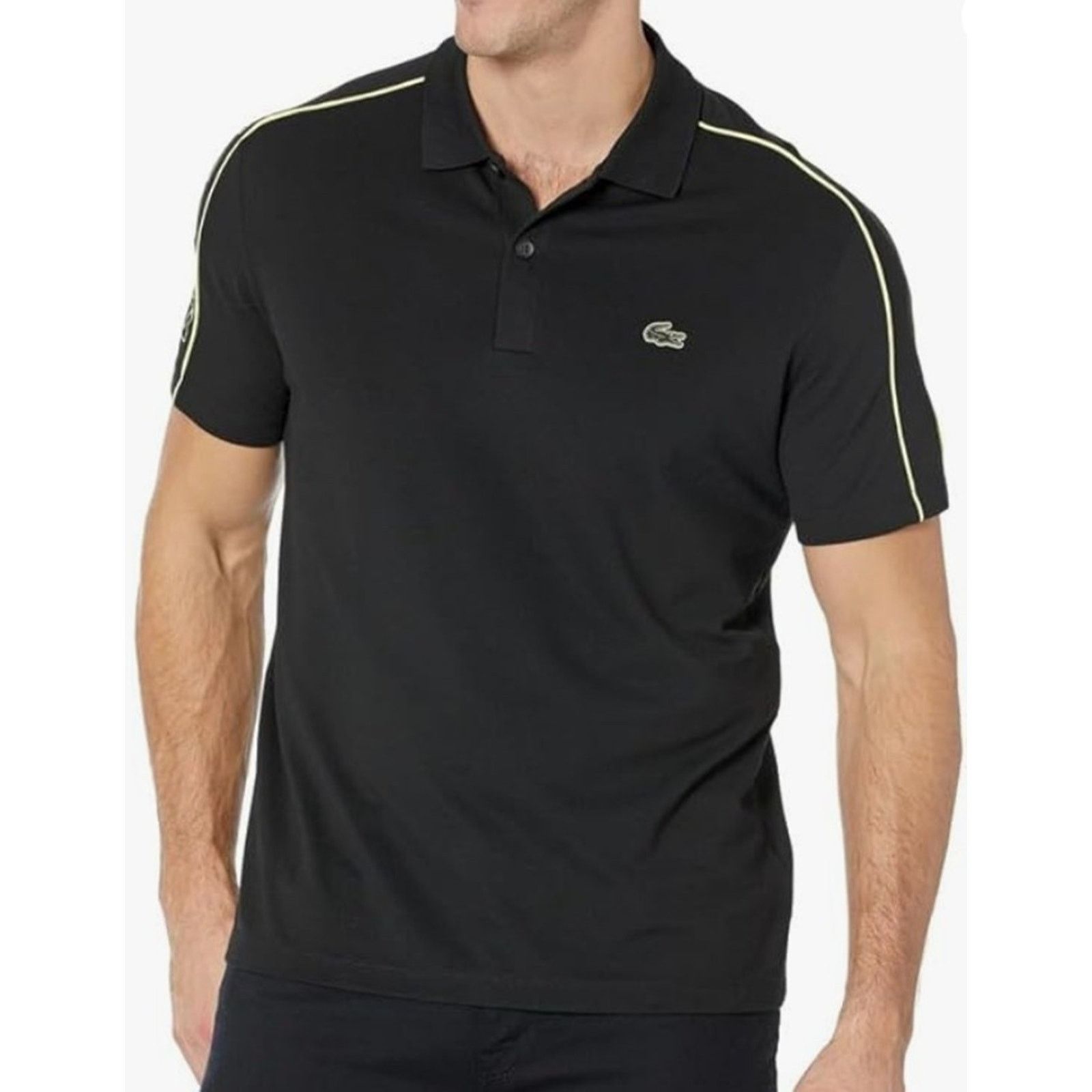Lacoste Lacoste Men's Short Sleeve Piping Polo Shirt Noir/Limeira M Size US M / EU 48-50 / 2 - 1 Thumbnail