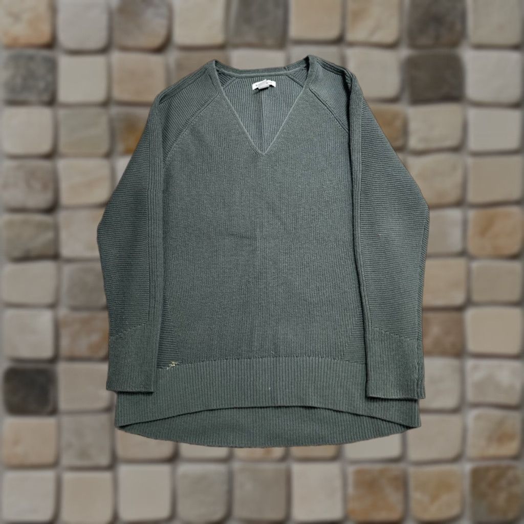 Athleta Athleta Sweater Shirt Womens S Gray Merino Knit V-Neck Pullover Knitwear Lightweight Casual Winter Fall Spring Size S / US 4 / IT 40 - 1 Thumbnail