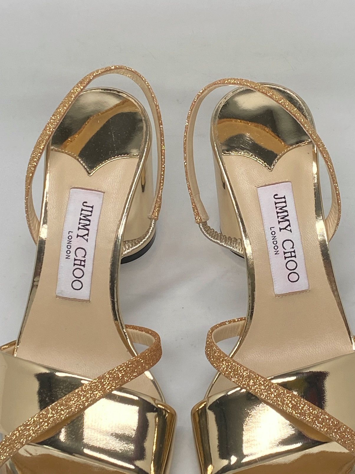 Jimmy Choo Jimmy Choo Plum Metallic Glitter Slingback Sandals size 38.5 Size US 8.5 / IT 38.5 - 5 Thumbnail