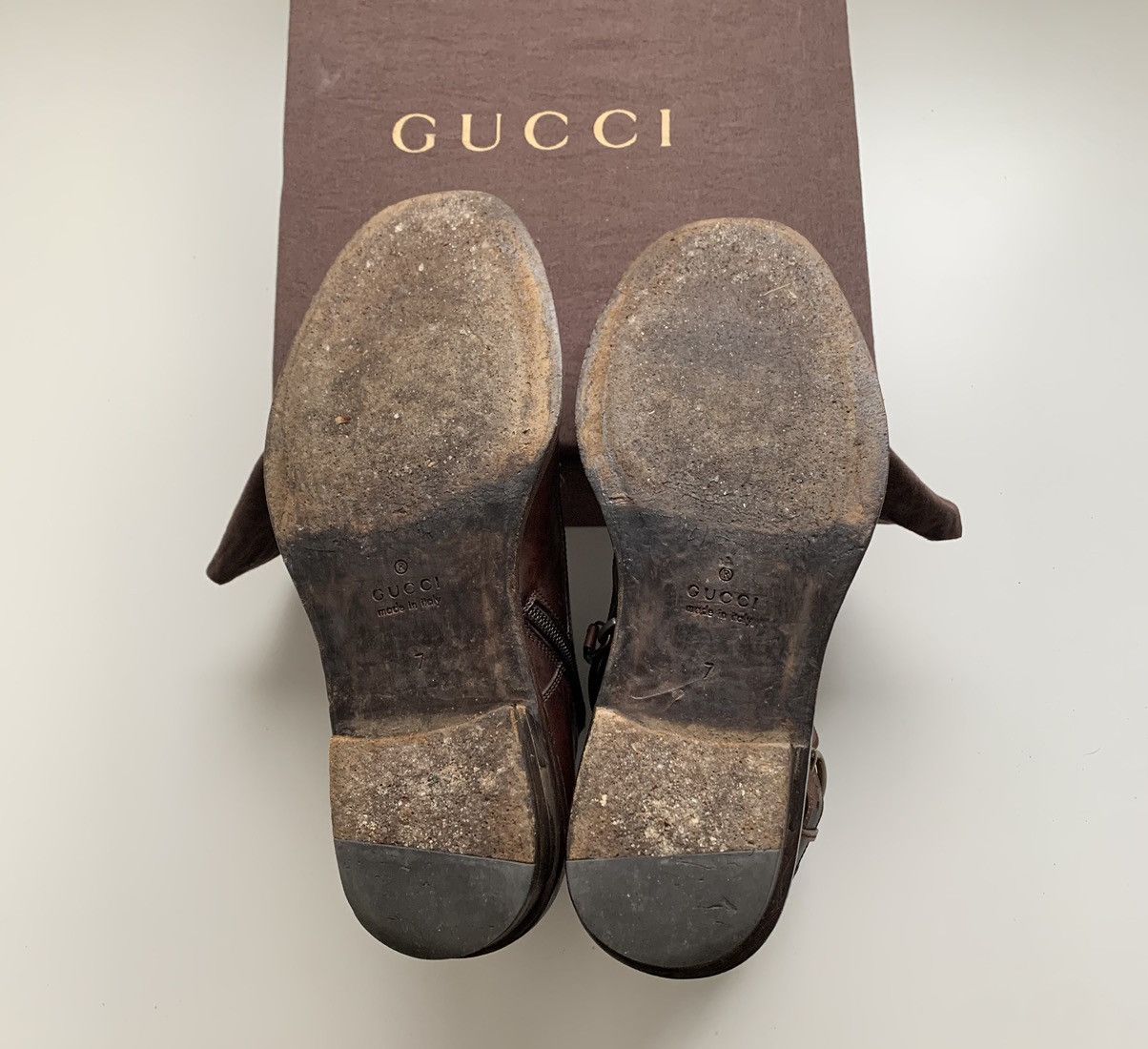 Gucci Gucci Leather Officer Buckle Boots Brown 325854 Size US 7.5 / EU 40-41 - 8 Thumbnail
