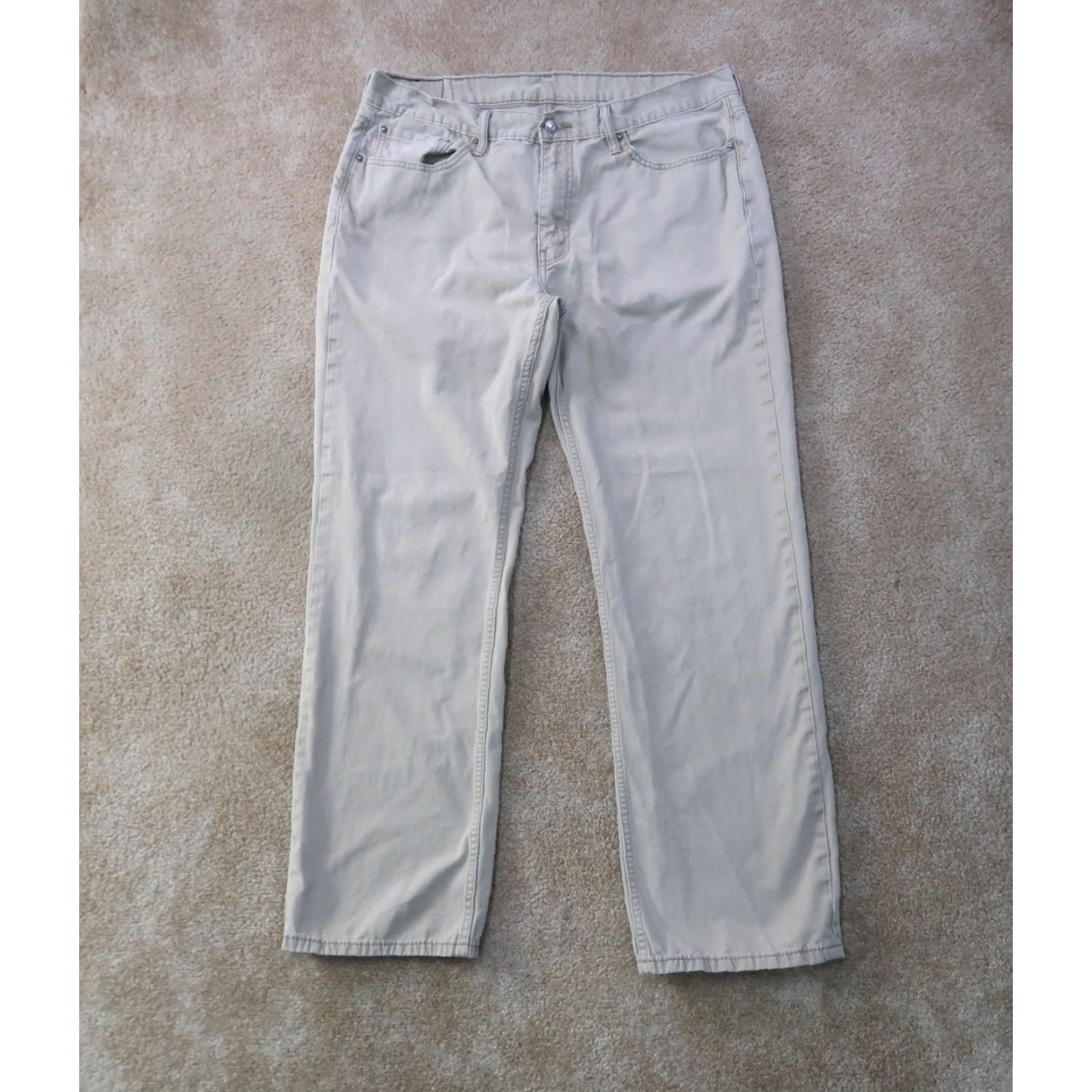 Levi's Levi's 514 Slim Straight Jeans Men 38x32 Beige Khaki Denim 5-Pocket American Grunge 38 in Regular Rise Mid Vintage: No Size US 38 / EU 54 - 2 Thumbnail