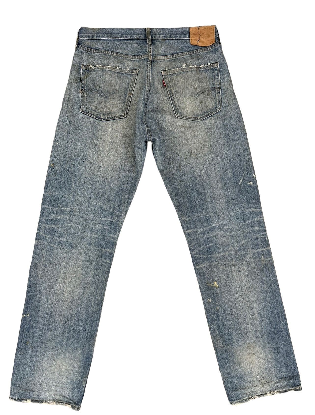 Levi's Vintage Clothing Dirty Mud 2005 LVC Levi’s 501 Big E Rip Denim Selvedge Jeans Size US 35 - 2 Thumbnail