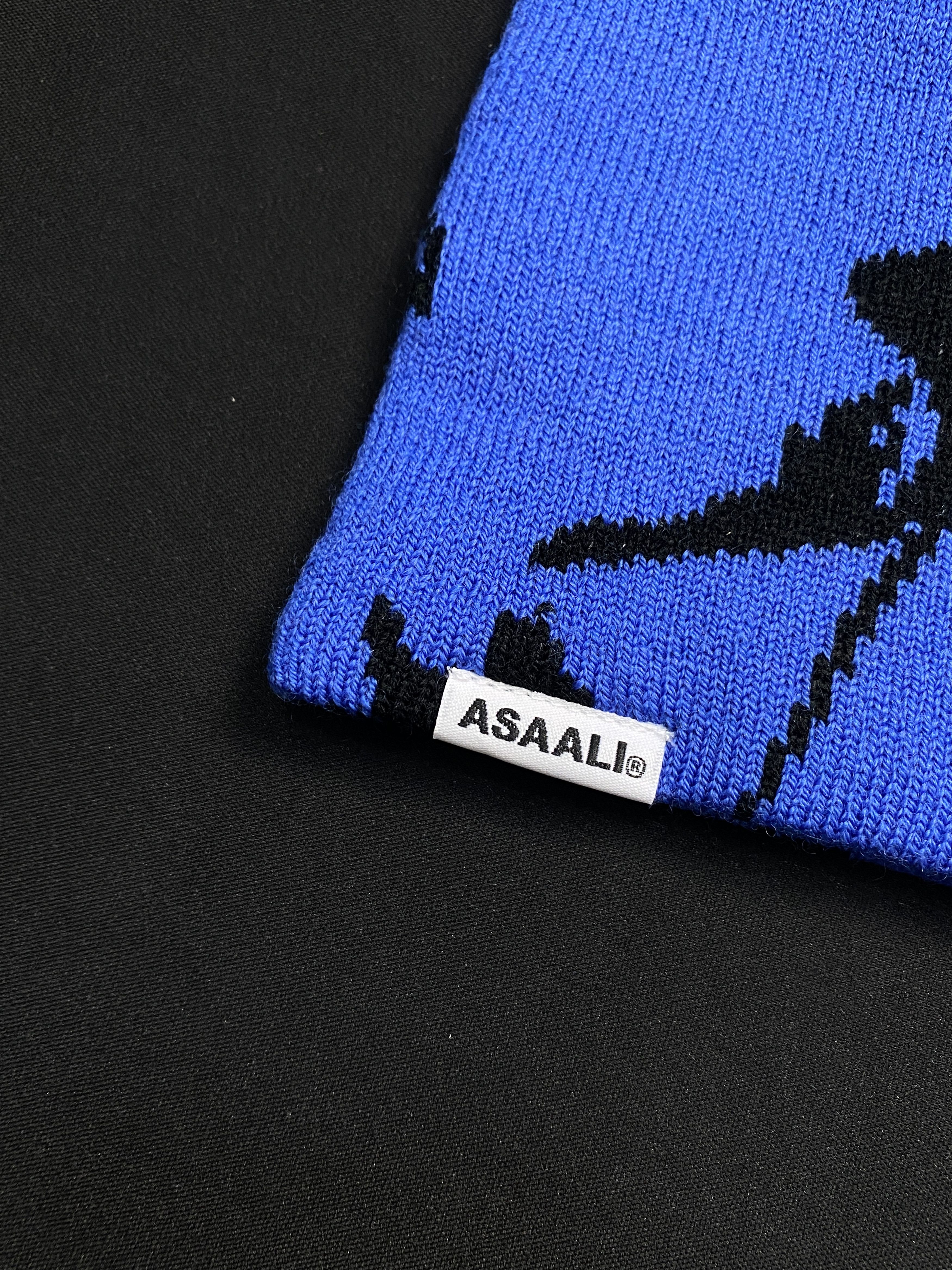 Asaali Rare Asaali Cartel Skully No Cuff Knit Blue Beanie Hats OS Size ONE SIZE - 3 Thumbnail