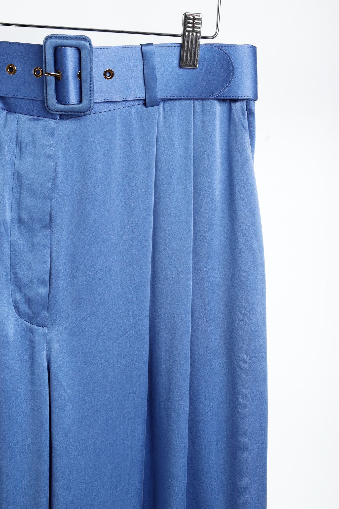 Zimmermann Zimmermann PF/24 Cornflower Belted Charmeuse Silk Tuck Pants Size 31" - 5 Thumbnail