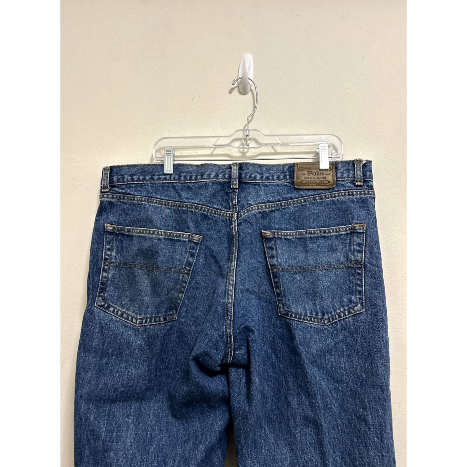 Polo Ralph Lauren Polo Ralph Lauren Jeans Mens 38x30 Blue Straight Leg USA Dungarees 5-Pocket Button Zipper Logo Cotton Denim Reg. Fit Mens Size US M / EU 48-50 / 2 - 5 Thumbnail