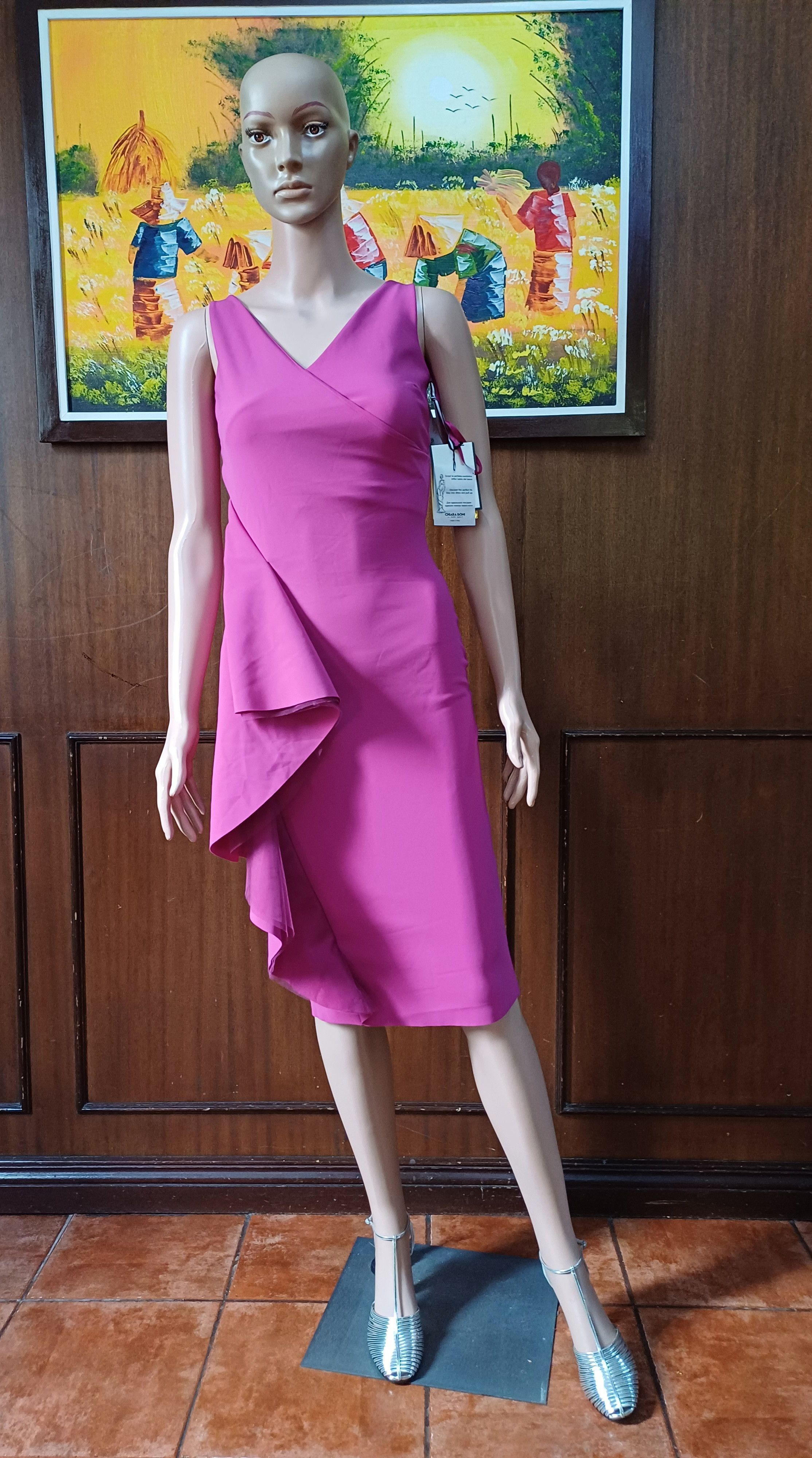 Chiara Boni Chiara Boni Robe Ellia Draped V-Neck Cocktail Dress Size S / US 4 / IT 40 - 6 Thumbnail