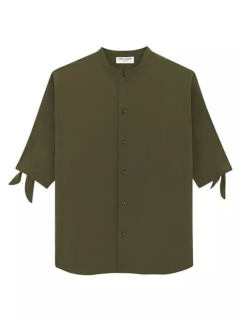 Saint Laurent Paris o1bcso1str1124 Tunic Shirt in Green Size US M / EU 48-50 / 2 - 1 Thumbnail