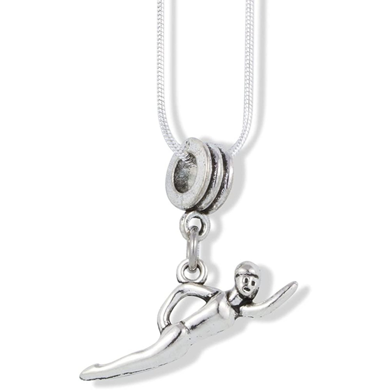 & Other Stories Swimmer Necklace | Swimming Pendant on Snake Chain Necklace Size ONE SIZE - 1 Thumbnail