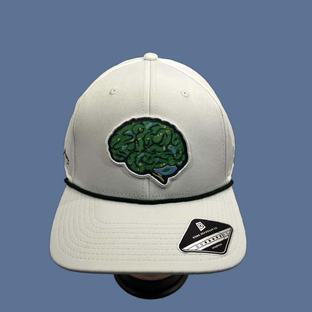 Vintage Golf On The Brain Baseball Hat Cap White Adjustable Snapback Dome Headwear Men Size ONE SIZE - 1 Thumbnail