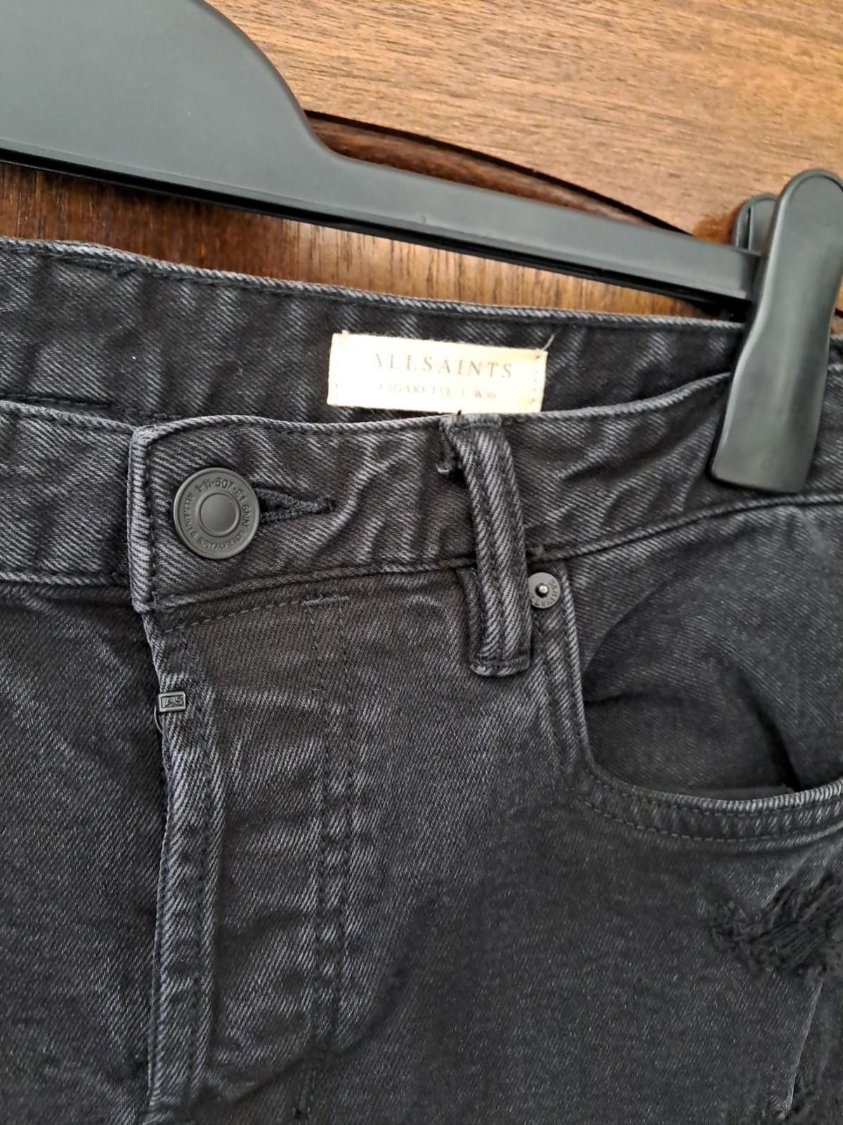 Allsaints All Saints Mens Jeans Cigarette Size W30" L32 Black Slim Fit Size US 30 / EU 46 - 3 Thumbnail