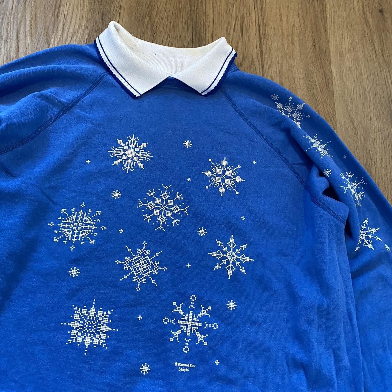 Other 90s Blue and white snowflake sweatshirt with collar Size US S / EU 44-46 / 1 - 2 Thumbnail
