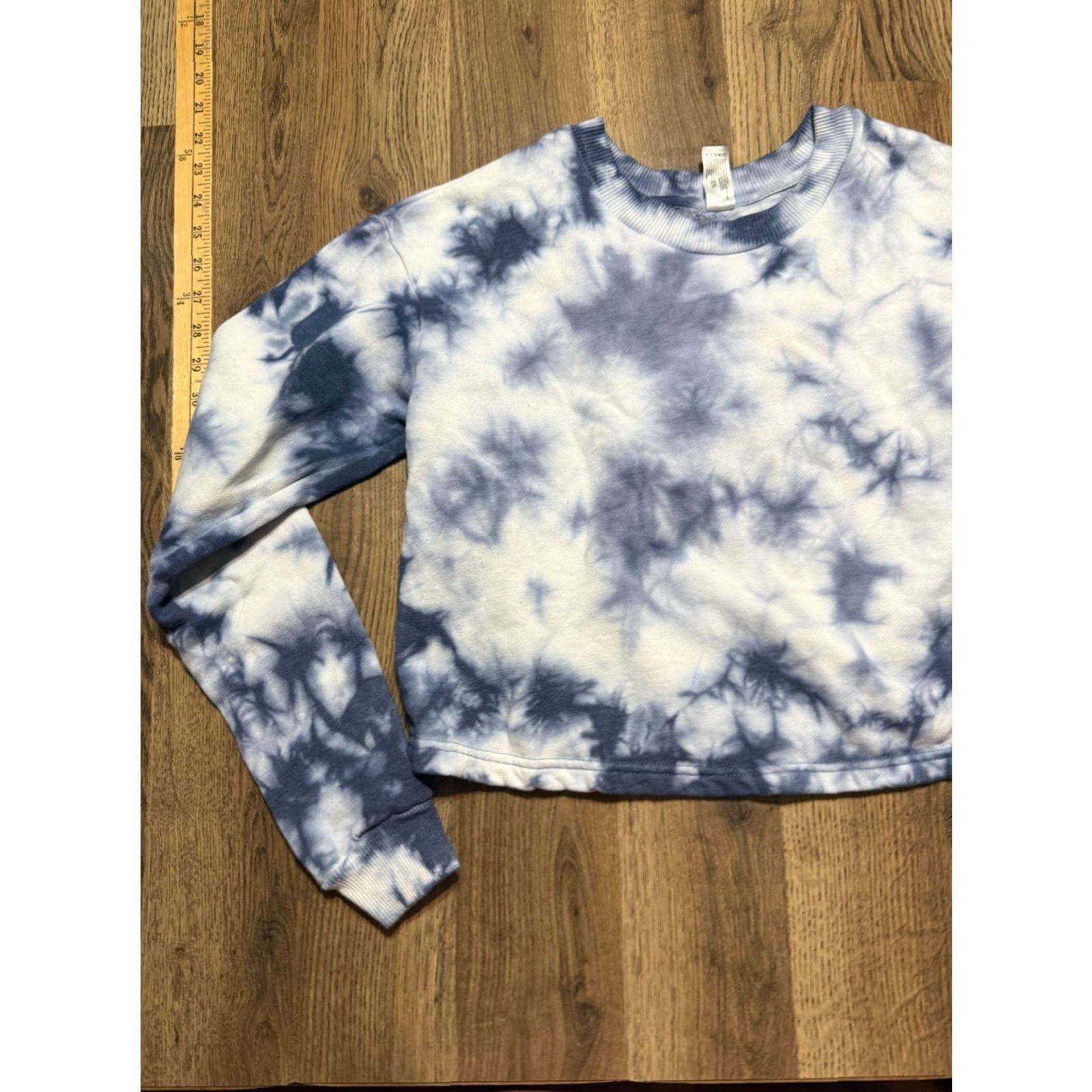 Vintage 90 Degrees by Reflex Sweater Womens XS Blue White Tie Dye Crewneck Crop Top Size XS / US 0-2 / IT 36-38 - 4 Thumbnail