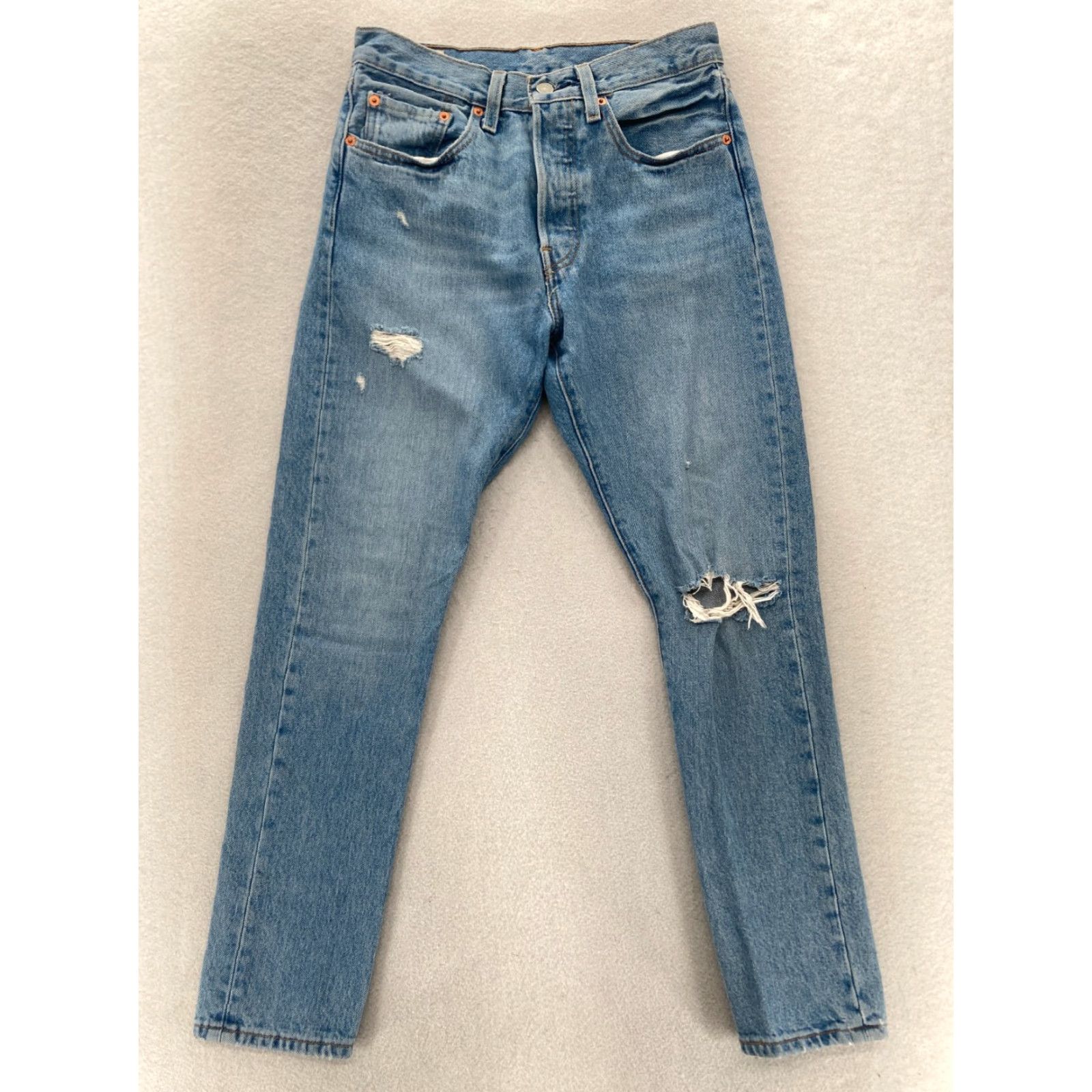 Levi's Levi's 501 Skinny Jeans Women's 26x28 Blue Denim Distressed Button Fly Big E Y2K Jeans Women Slim 90s Grunge USA 501 Series Size 26" / US 2 / IT 38 - 2 Thumbnail