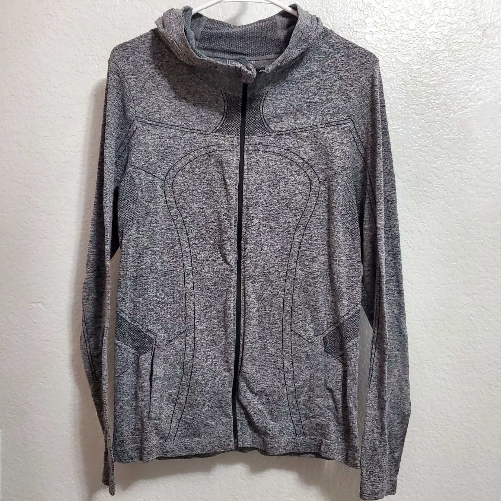 Vintage Workout Full Zip Hooded Sweatshirt Women L Gray Long Sleeve Pockets Thumbholes Slim Fit Outdoor Sports Athleisure Sweatshirt Mens Womens Size L / US 10 / IT 46 - 2 Thumbnail