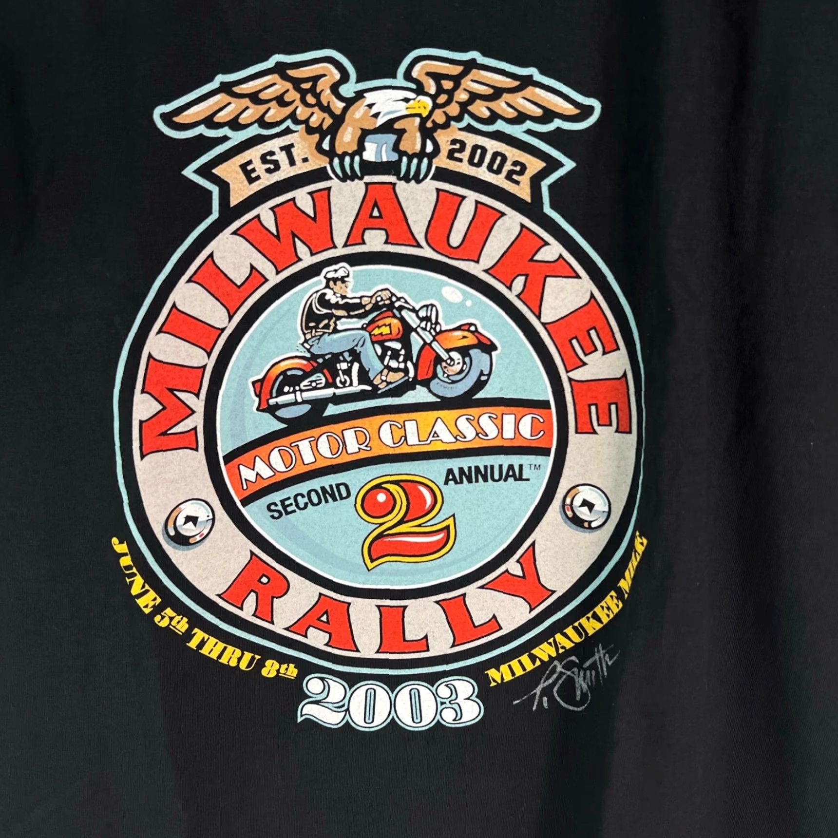 Hanes VINTAGE Harley Davidson Motorcycle HOG Milwaukee Rally Men's T-Shirt XL Black Graphic 2000s Size US XL / EU 56 / 4 - 3 Thumbnail