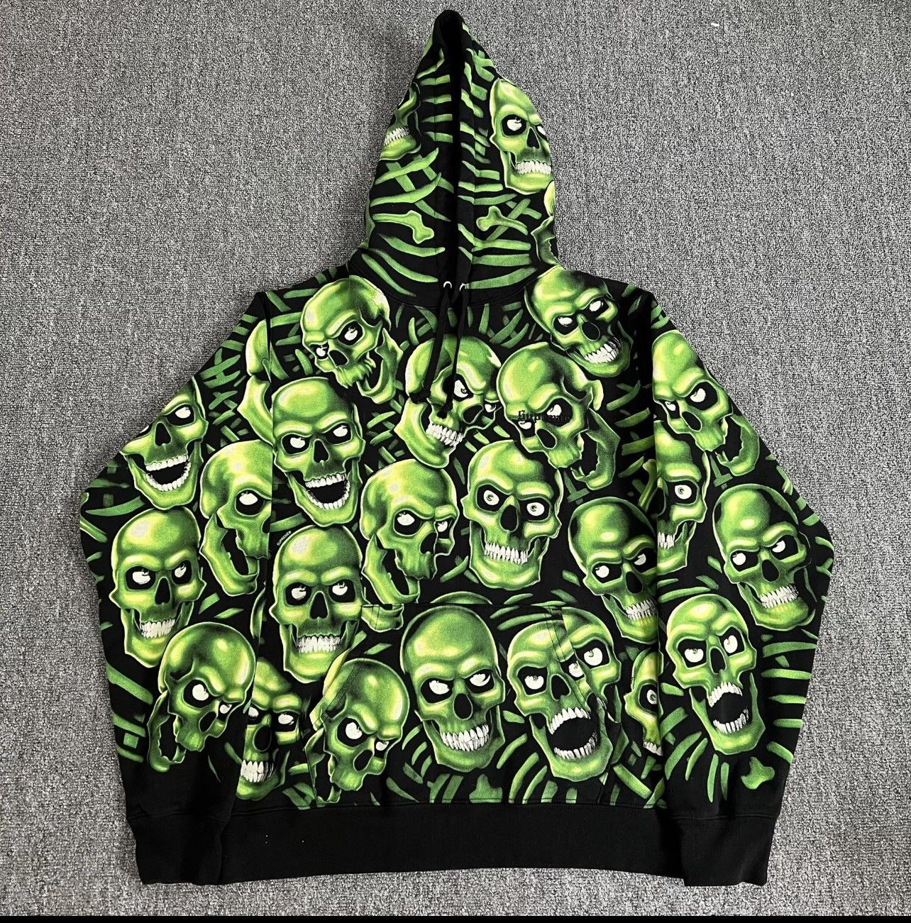 Green 2024 skull hoodie