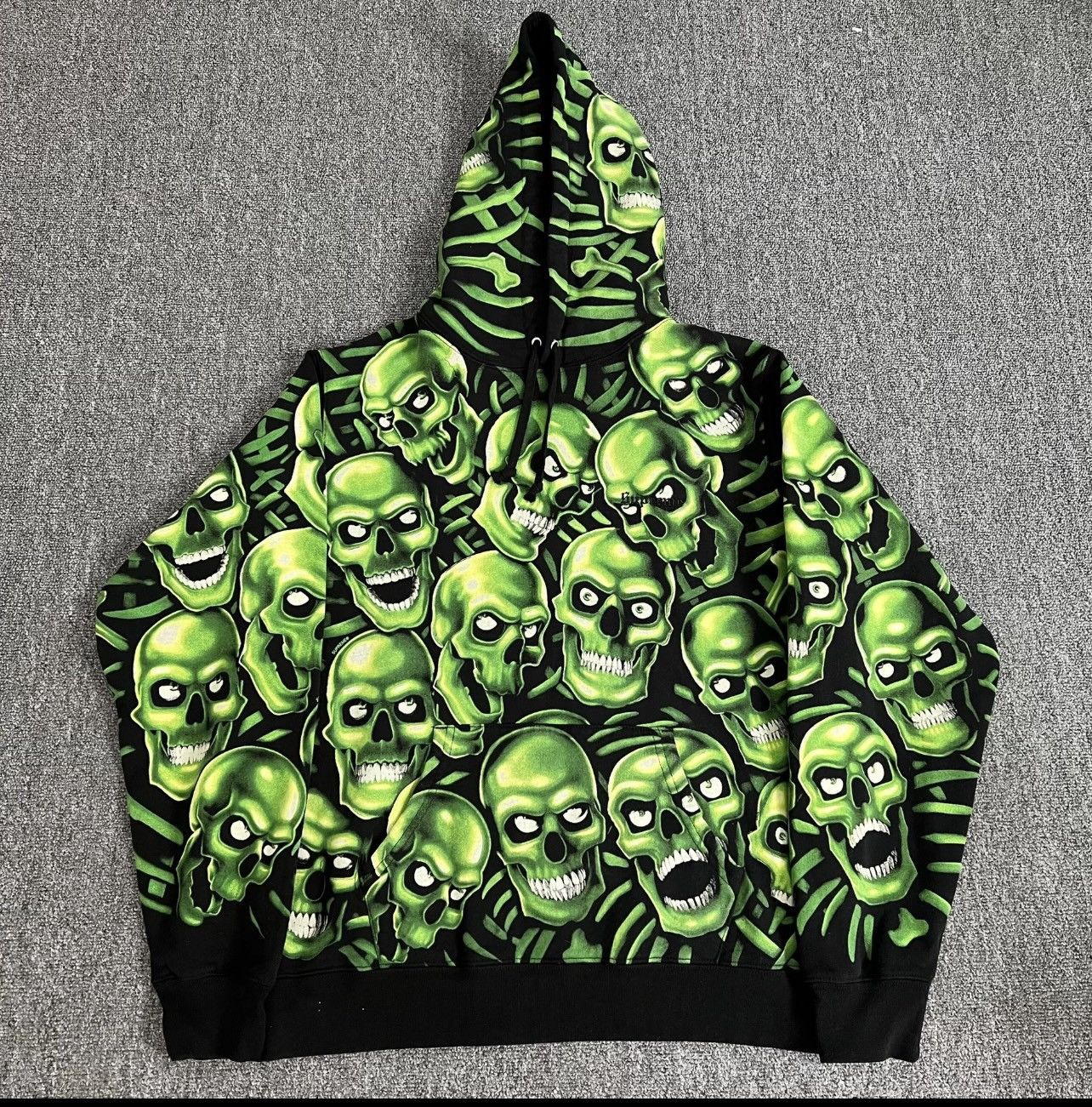 Pre-owned Supreme Skull Pile Hooded Sweatershirt In Green