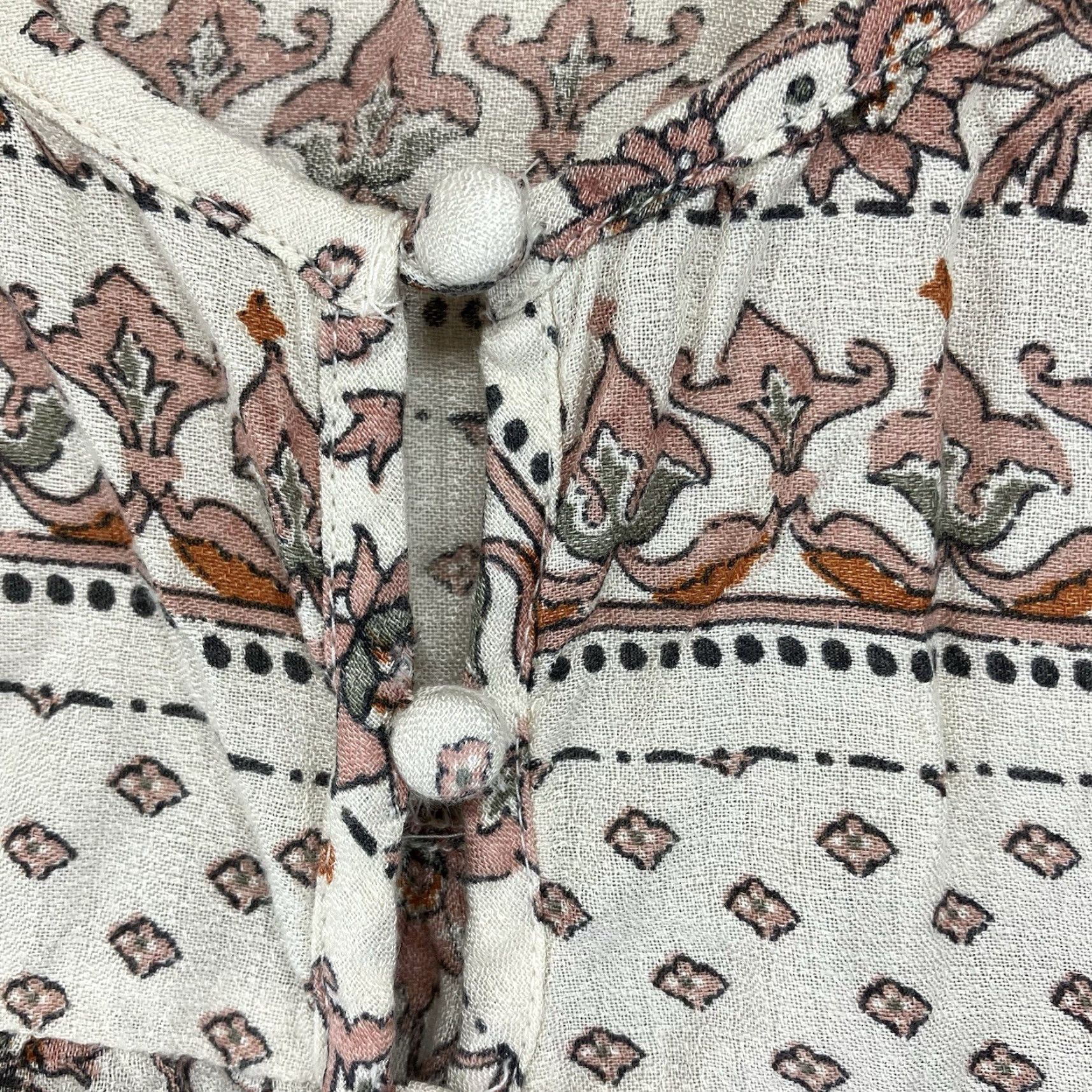 Lucky Brand Lucky Brand Tank Women M Beige Viscose Button Front 90s Geometric Daisy Boho Casual Summer Womens Size M / US 6-8 / IT 42-44 - 5 Thumbnail