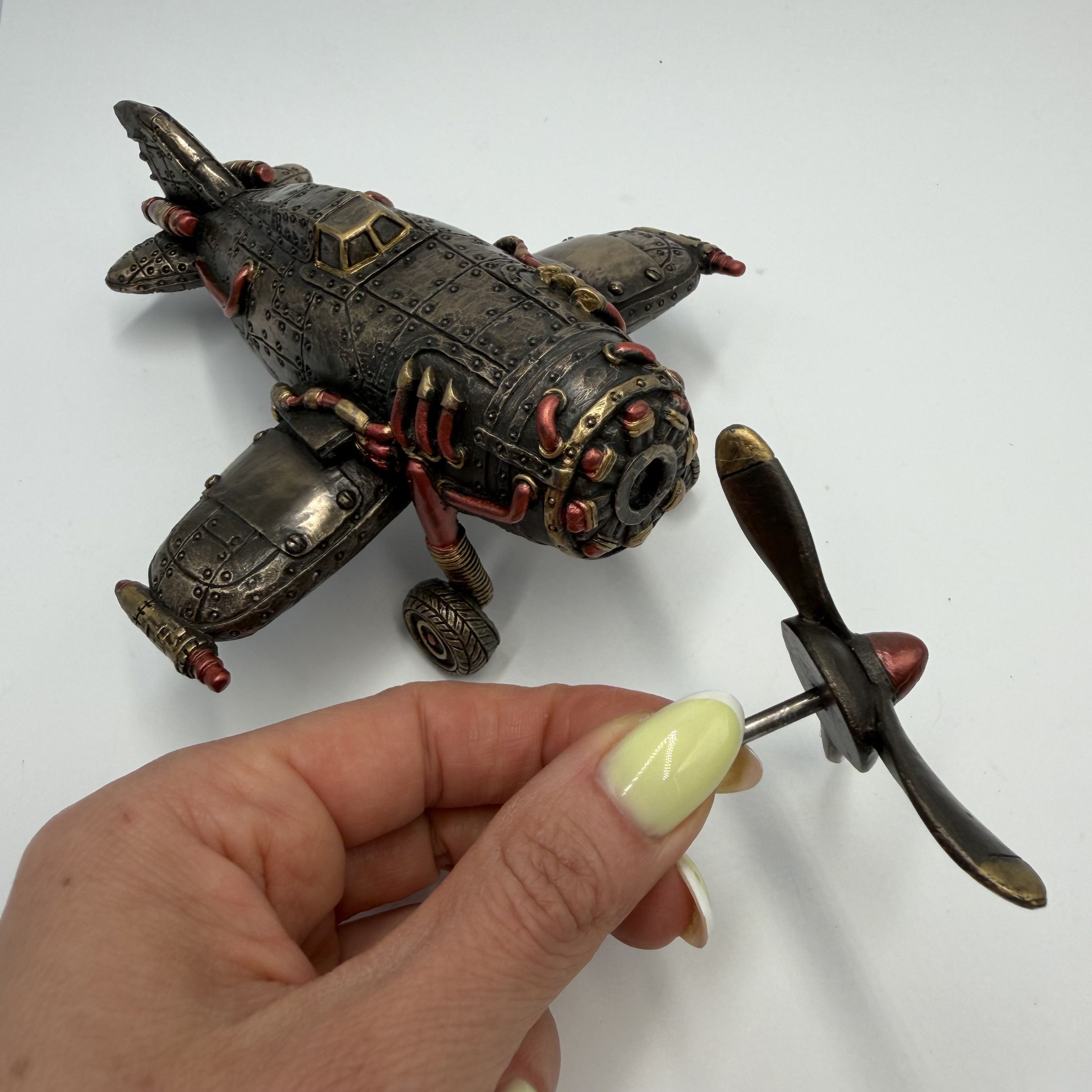 Other Steampunk Airplane Figurine Bronze Finish Polystone Size ONE SIZE - 6 Thumbnail