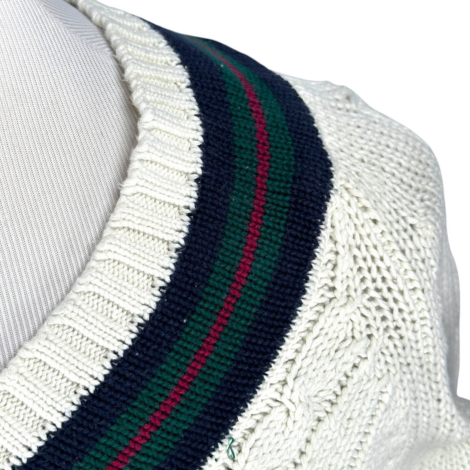 Other Vintage Cape Isle Knitters Tennis Sweater Men’s Large White Size US L / EU 52-54 / 3 - 2 Thumbnail