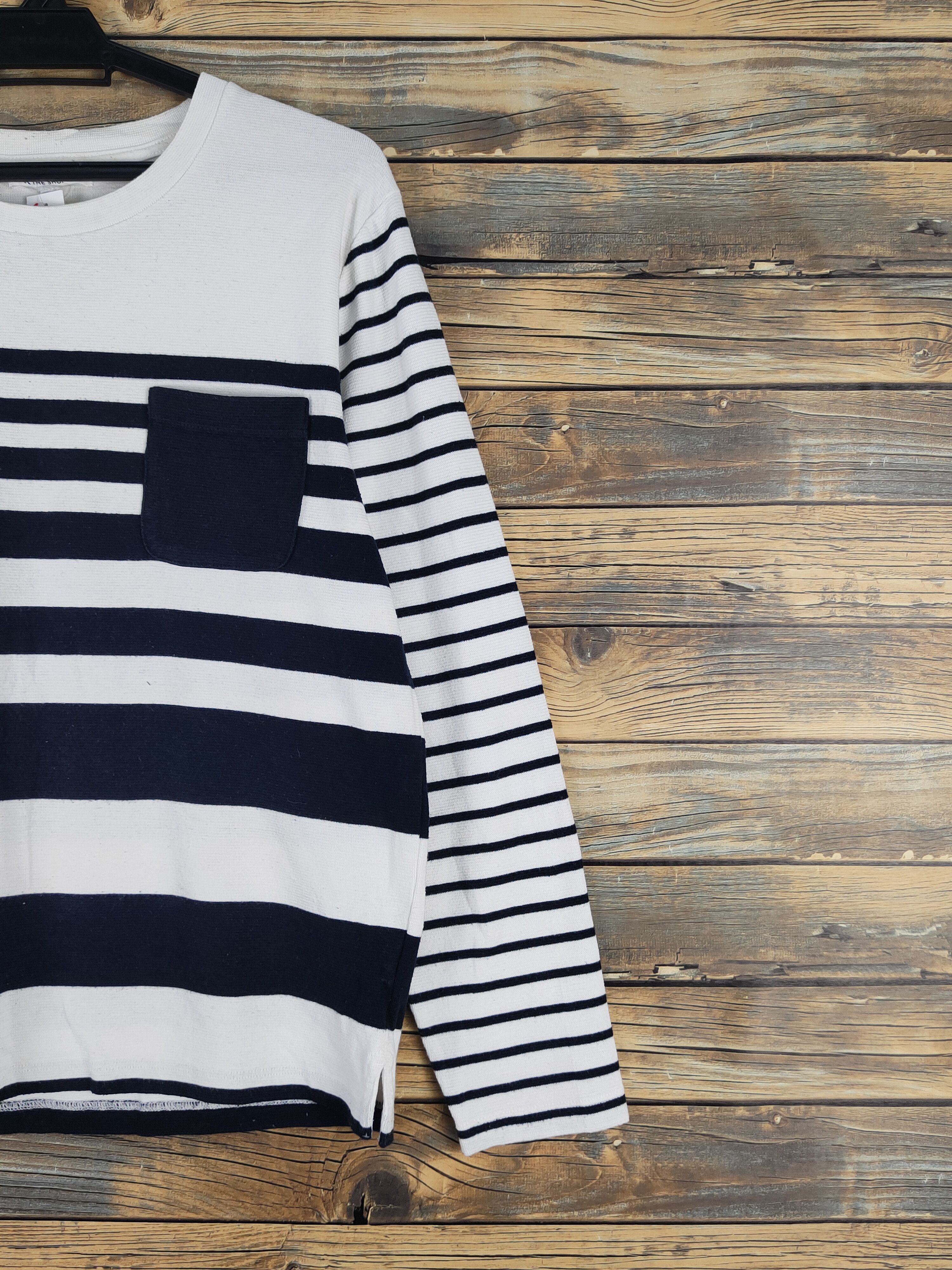 Japanese Brand The Shop TK White Navy stripe Long Sleeve T-shirts #W1336 Size US M / EU 48-50 / 2 - 5 Thumbnail