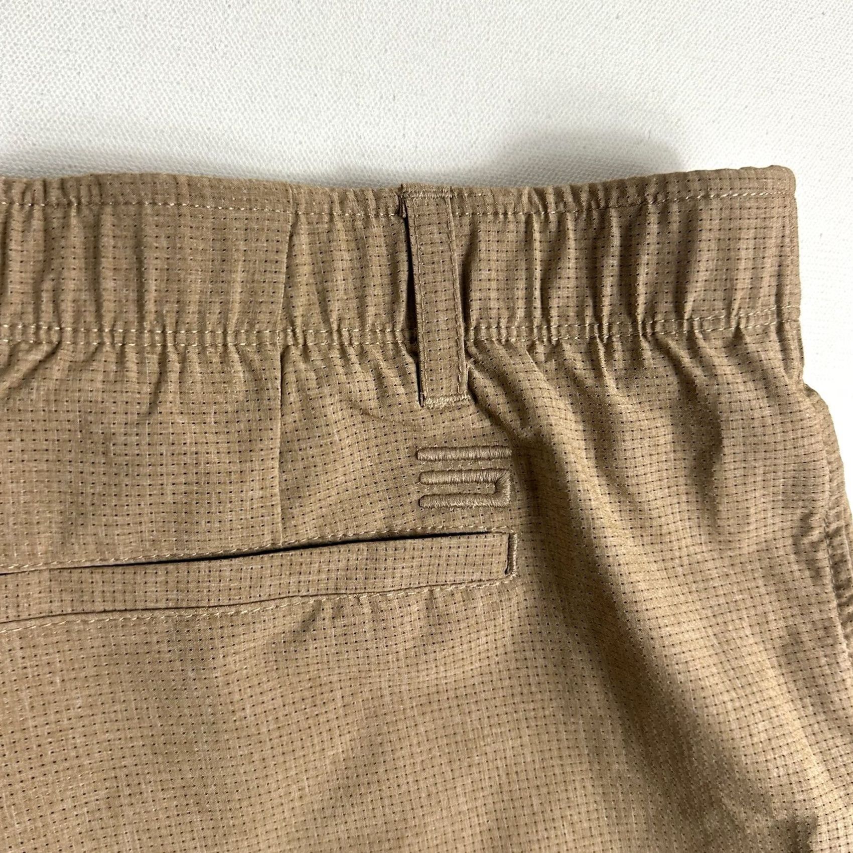 Vintage Three Sixty Six Shorts Mens 38 Brown Chino Flat Front Elastic Waist Pocket Slim? Size US 38 / EU 54 - 3 Thumbnail