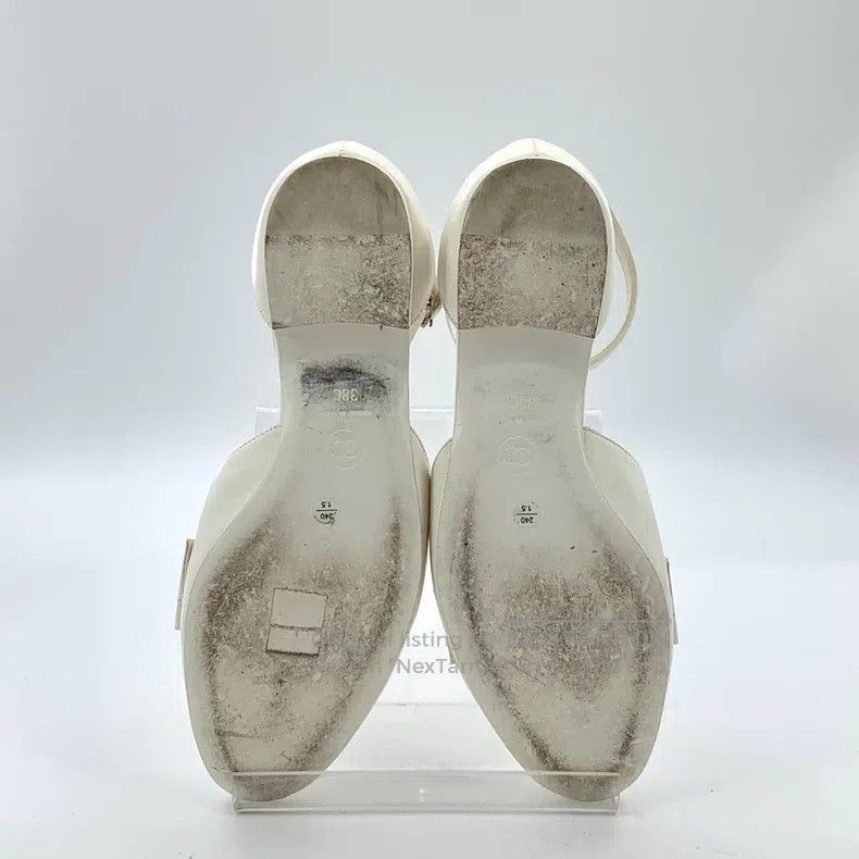 Chanel Chanel White diamond bow casual one-word buckle flat shoes Size US 7.5 / IT 37.5 - 5 Thumbnail